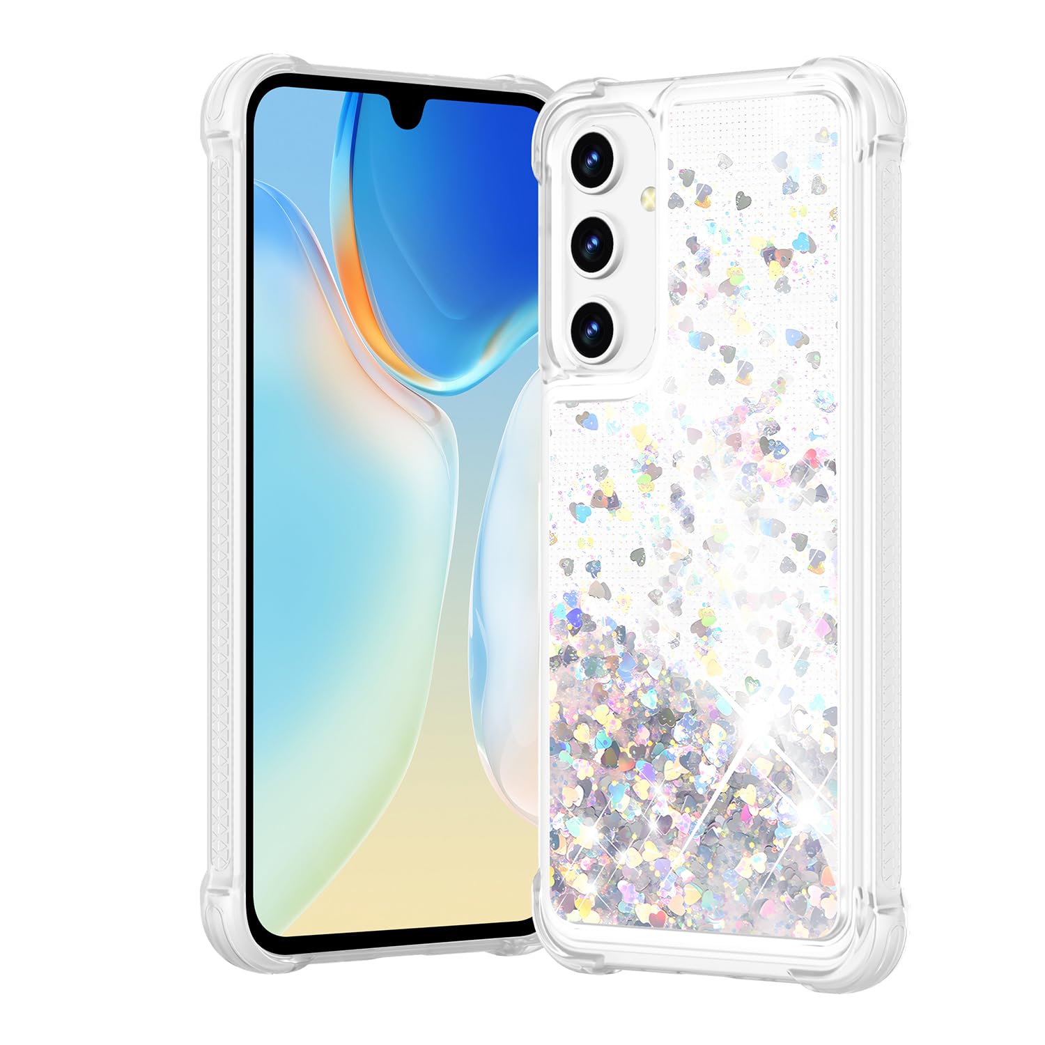 Coque Samsung S24 FE paillettes argentée antichoc en silicone transparent