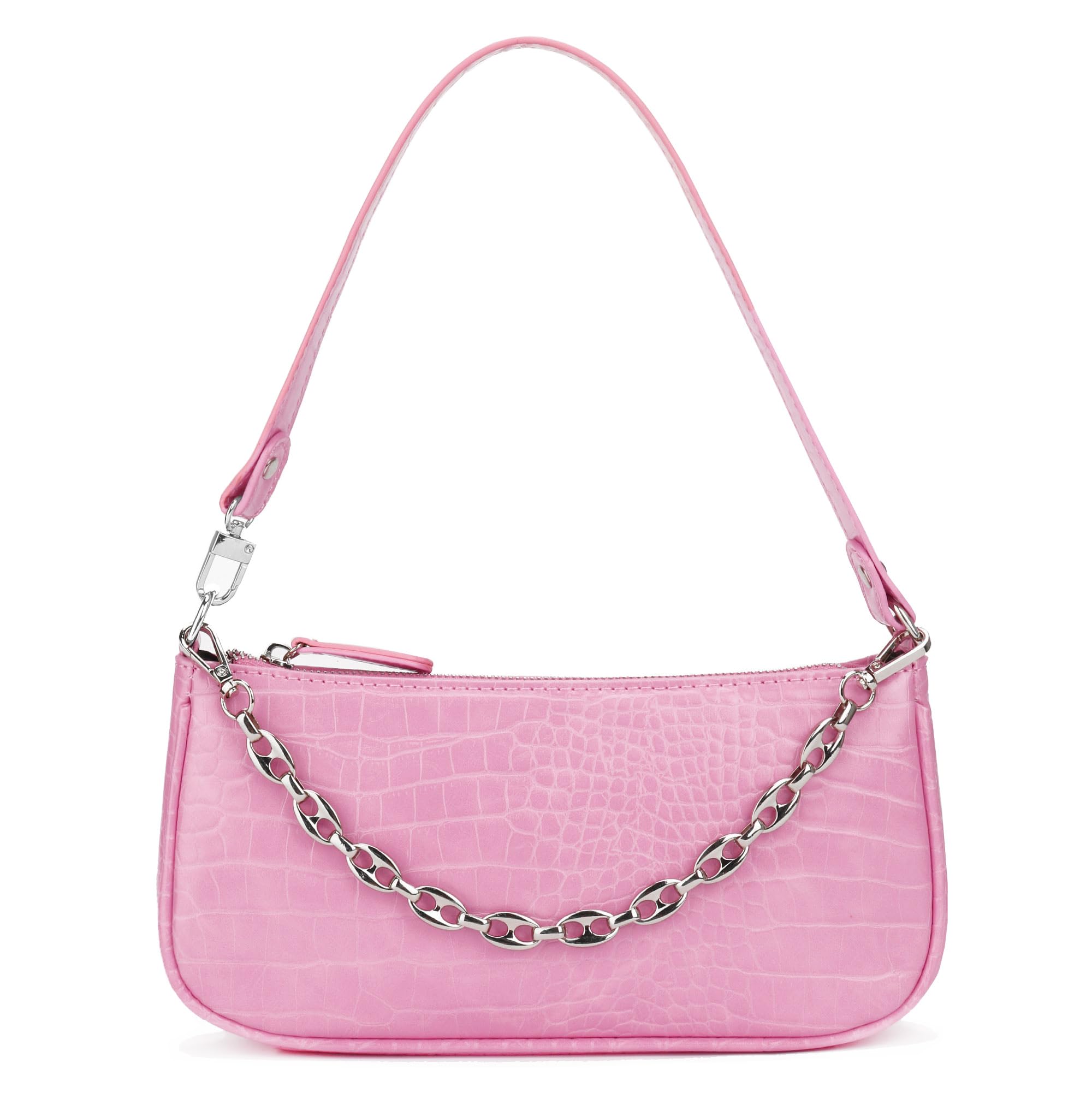 YIUOR Handbag with Chain Strap Retro Faux Leather Classic Clutch Bag Small Shoulder Purse for Women