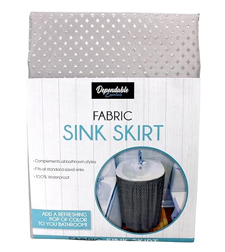 Diamond Stitch Fabric Bathroom Sink Skirt Utility Sink Waterproof Fits