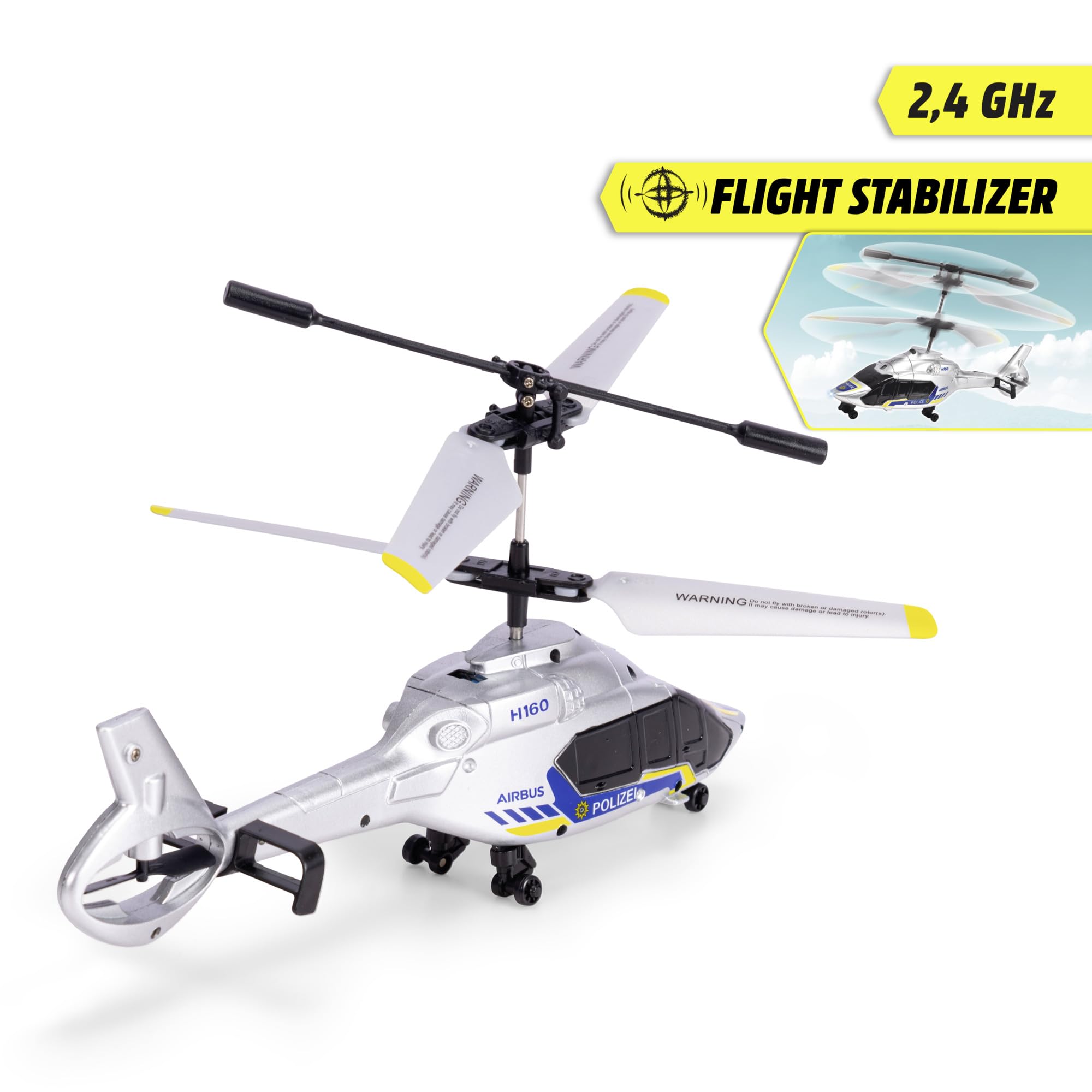 Dickie Toys - RC helikopter policyjny Airbus H160 (21 cm) - zdalnie sterowany helikopter od 8 lat ze stabilizatorem lotu i światłem, zabawka dla dzieci, w zestawie pilot zdalnego sterowania i baterie