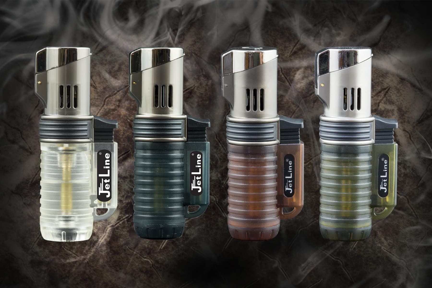 Jetline Triple Flame Pocket Torch 4PK - Jet Torch Cigar Lighter with Easy Flame Adjust