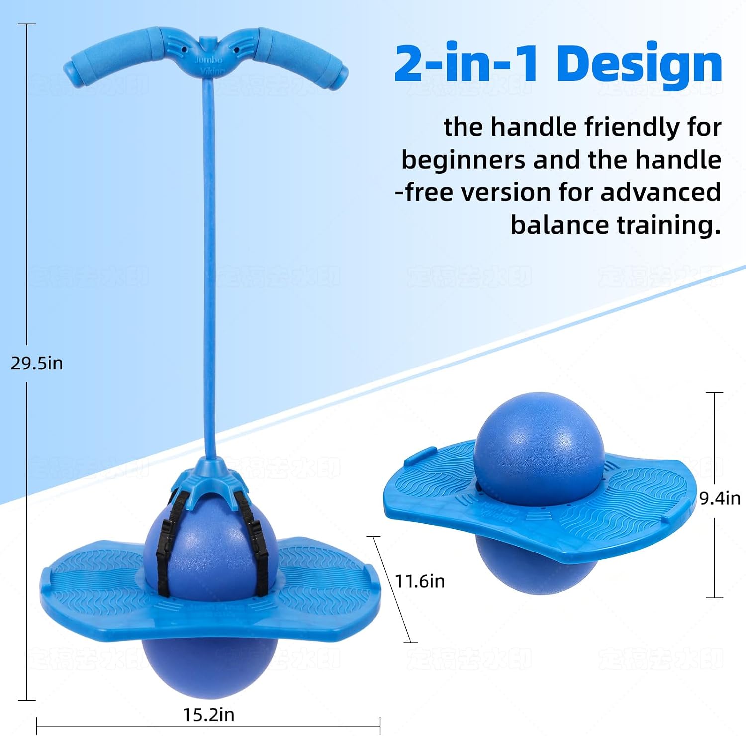 BoterLun Pogo Ball with Handle, Pogo Jumper Toy for Kids Over Ages 6 and Adults with Pump and Strong Grip Deck to Exercise (Blue) | Up to 180 lbs,with Pump and Strong Grip Deck to Exercise Balance Toy for Indoor Outdoor Pogo Jumper for Boys Girls (Blue)