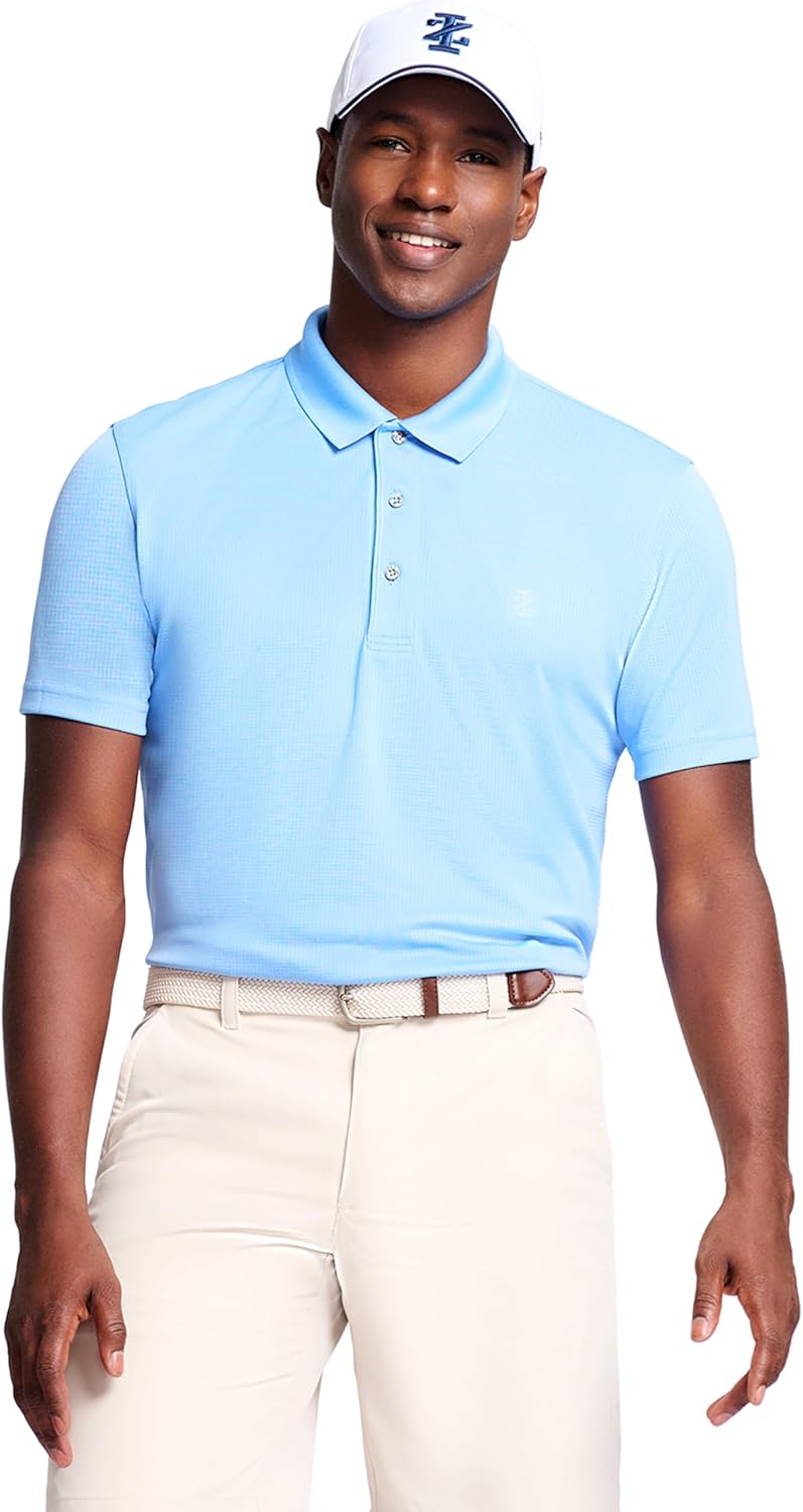 Izod Mens Performance Golf Grid Short Sleeve Stretch Polo Shirt - Legacy