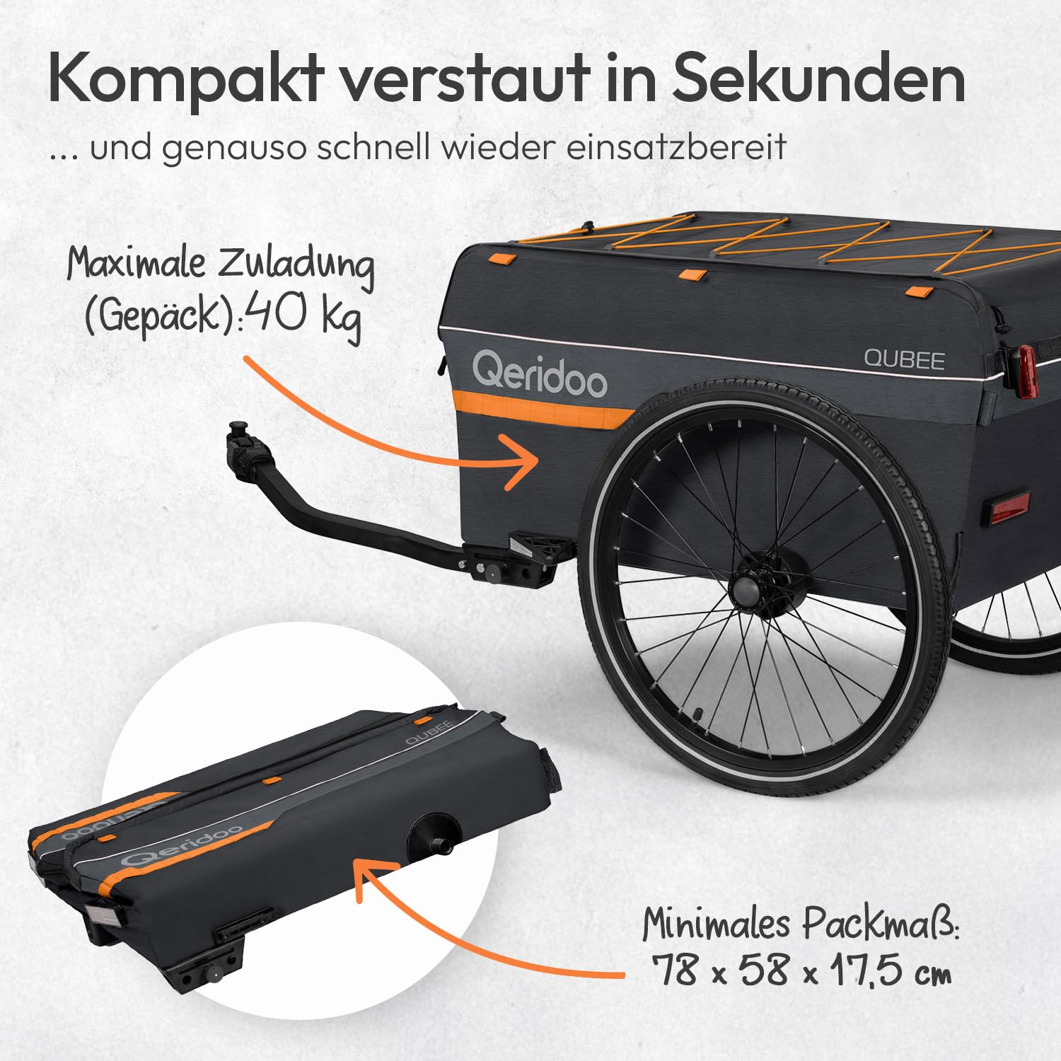Przyczepa rowerowa Qubee Grey