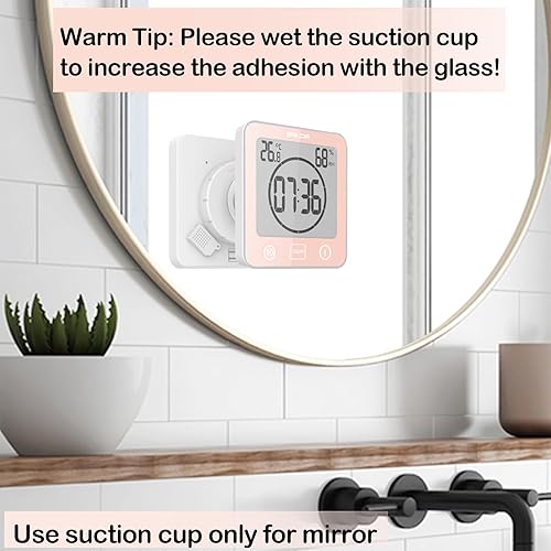 Miniatura 2 de Reloj de baño impermeable y temporizador para ducha, reloj despertador digital resistente al agua con ventosa, reloj de pared para colgar en el baño