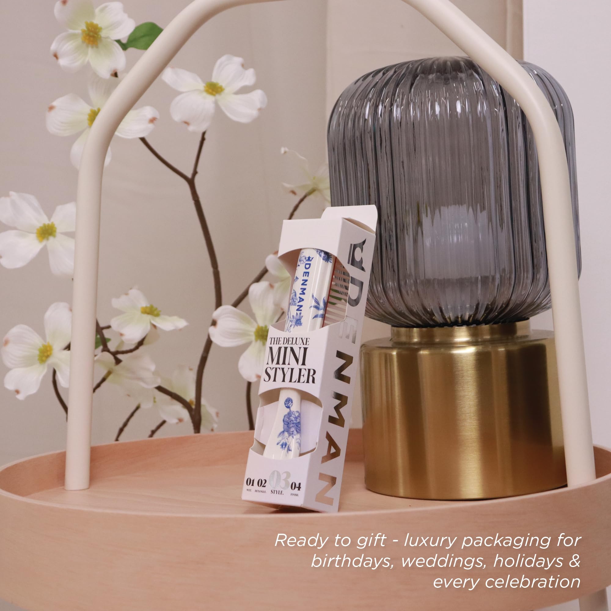 Denman Mini Curl & Blow-Dry Styling Brush – Define Curls, Smooth Frizz & Style Short Hair with Precision, D14 Blue Belle