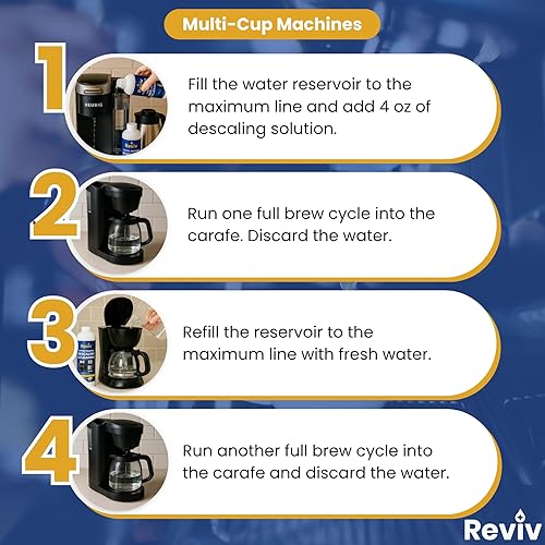 Miniatura 7 de REVIV Solución descalcificante para máquinas de café (8 usos), 33.8 onzas líquidas, compatible con máquinas de espresso, cafetera Keurig, Nespresso,