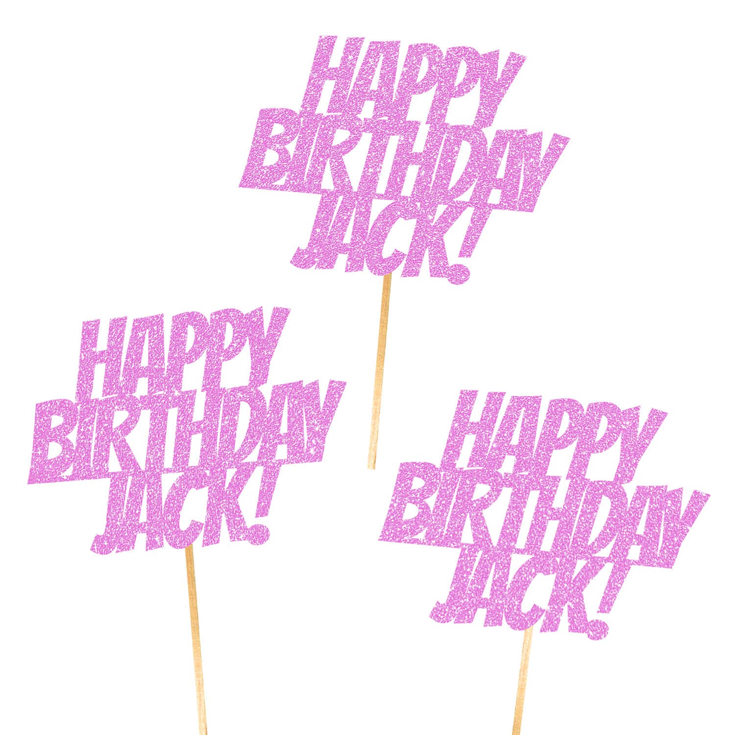 6X Personalised, Double Sided, Handmade, Superhero Happy Birthday Glitter Cupcake Toppers by Cakeshop | Custom Colour Any Name 480gsm Glitter Cupcake Decorations | Baby Pink