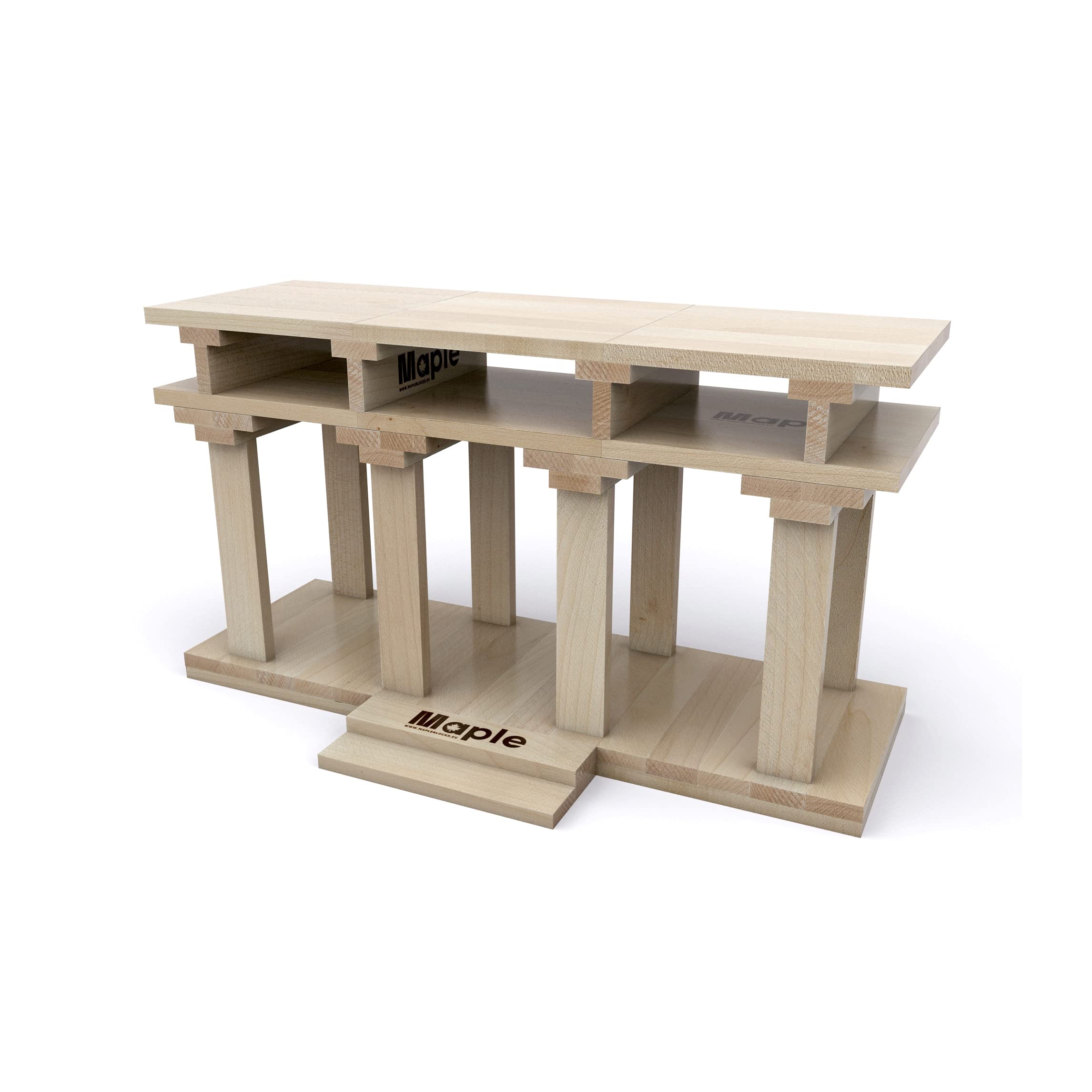 Maple 400 Holzbausteine mit Seesack Natur Bausteine Bauklötze Holzplättchen rechteckig im Stoffbeutel