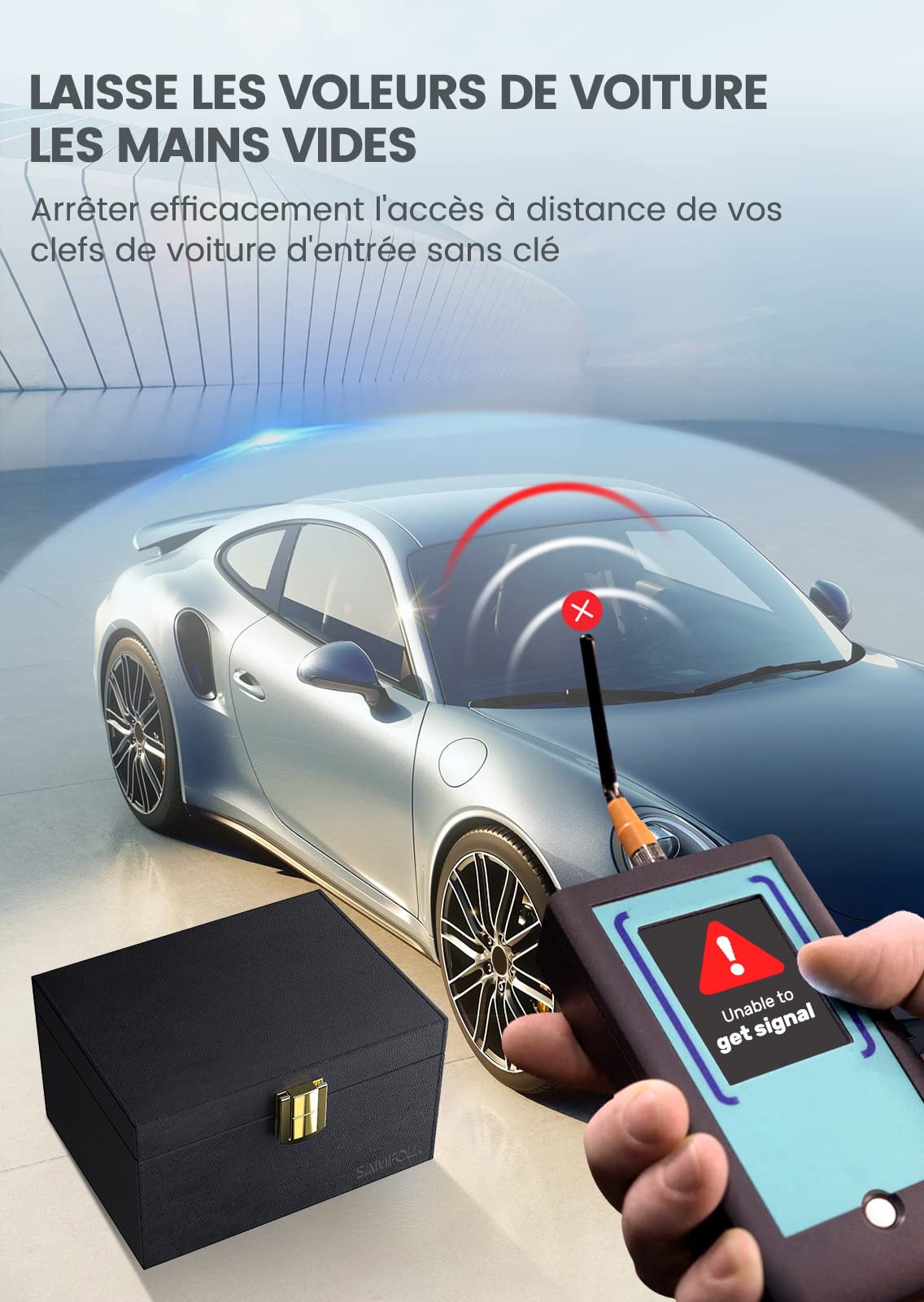 Samfolk Lot de Boîte anti RFID + 2 Etuis anti RFID Clé Voiture, Boitier en PU Protection des Vols Piratage pour 5-8 Clefs