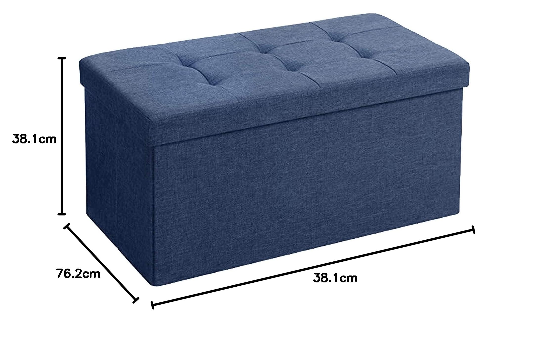 BRIAN & DANY Faltbarer sitzhocker Leinen Sitzbank mit Stauraum, Marineblau, 76 x 38 x 38cm