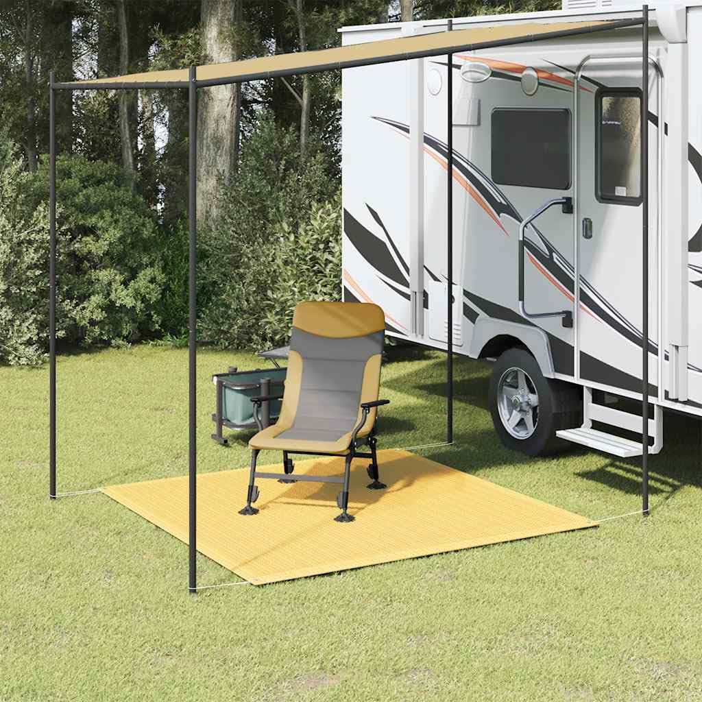 Zeltteppich Beige aus HDPE 250x250 cm wetterbeständig, atmungsaktiv und zuschneidbar, mit praktischen Ösen zur Befestigung, ideal als Campingzubehör für Zelt, Terrasse und Wohnwagen