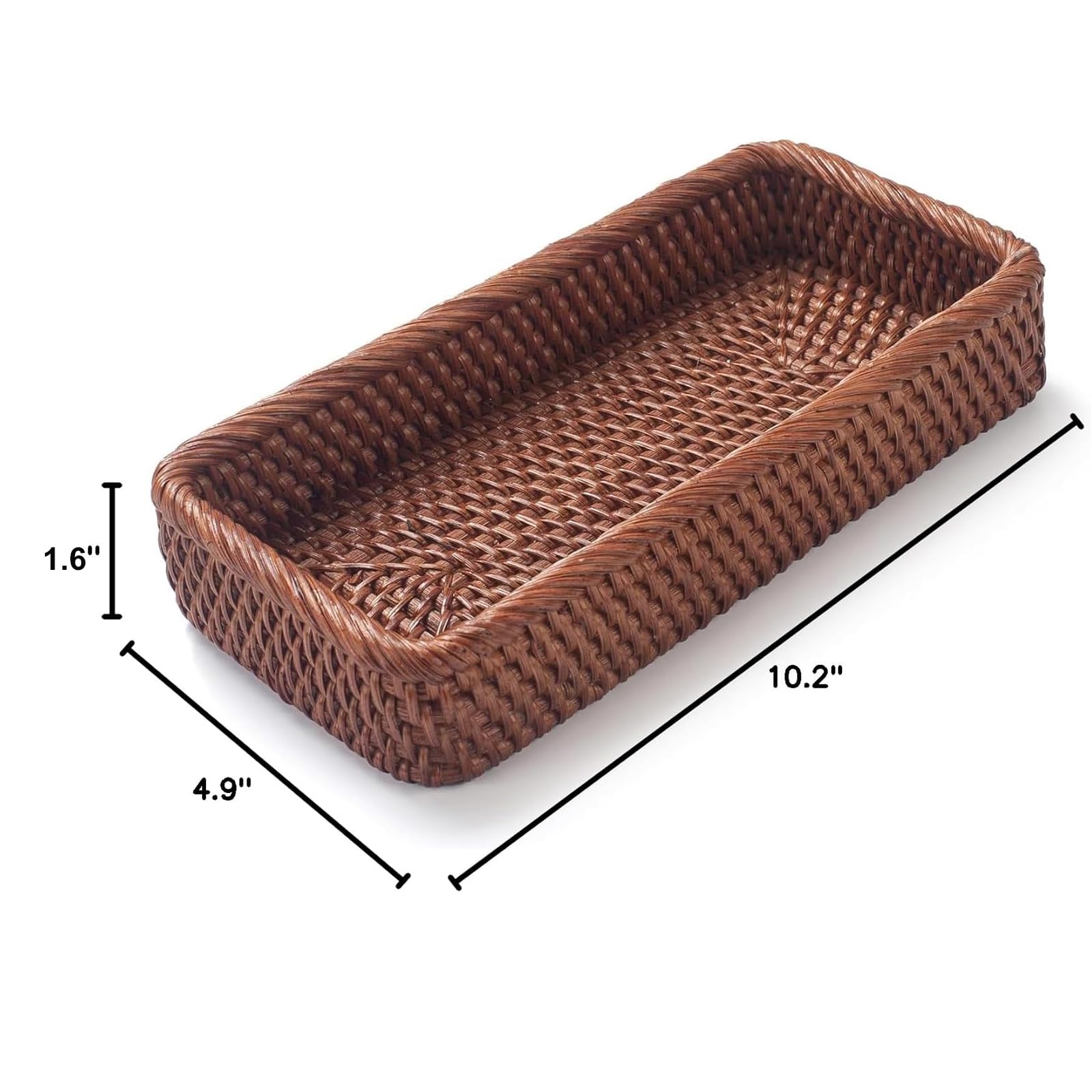 Rotan badkamer ijdelheid lade, toilet tank lade, toilet mand tank topper, badkamer mand voor organisatie en decoratie (whitewash, 25,9 x 12,4 cm x 4,1 cm