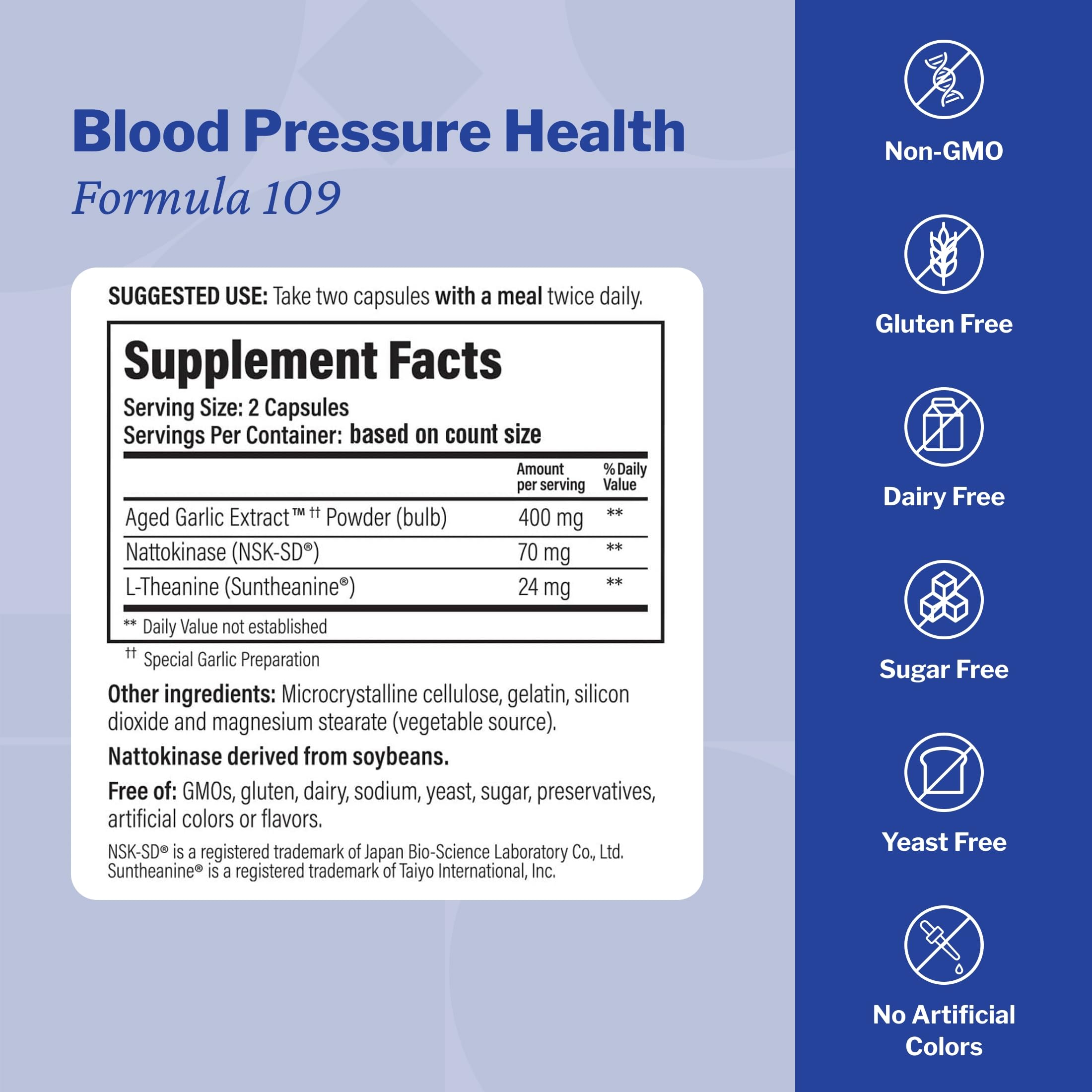 Kyolic Aged Garlic Extract Blood Pressure Health* Formula 109, 240 Capsules — Amazon image 3