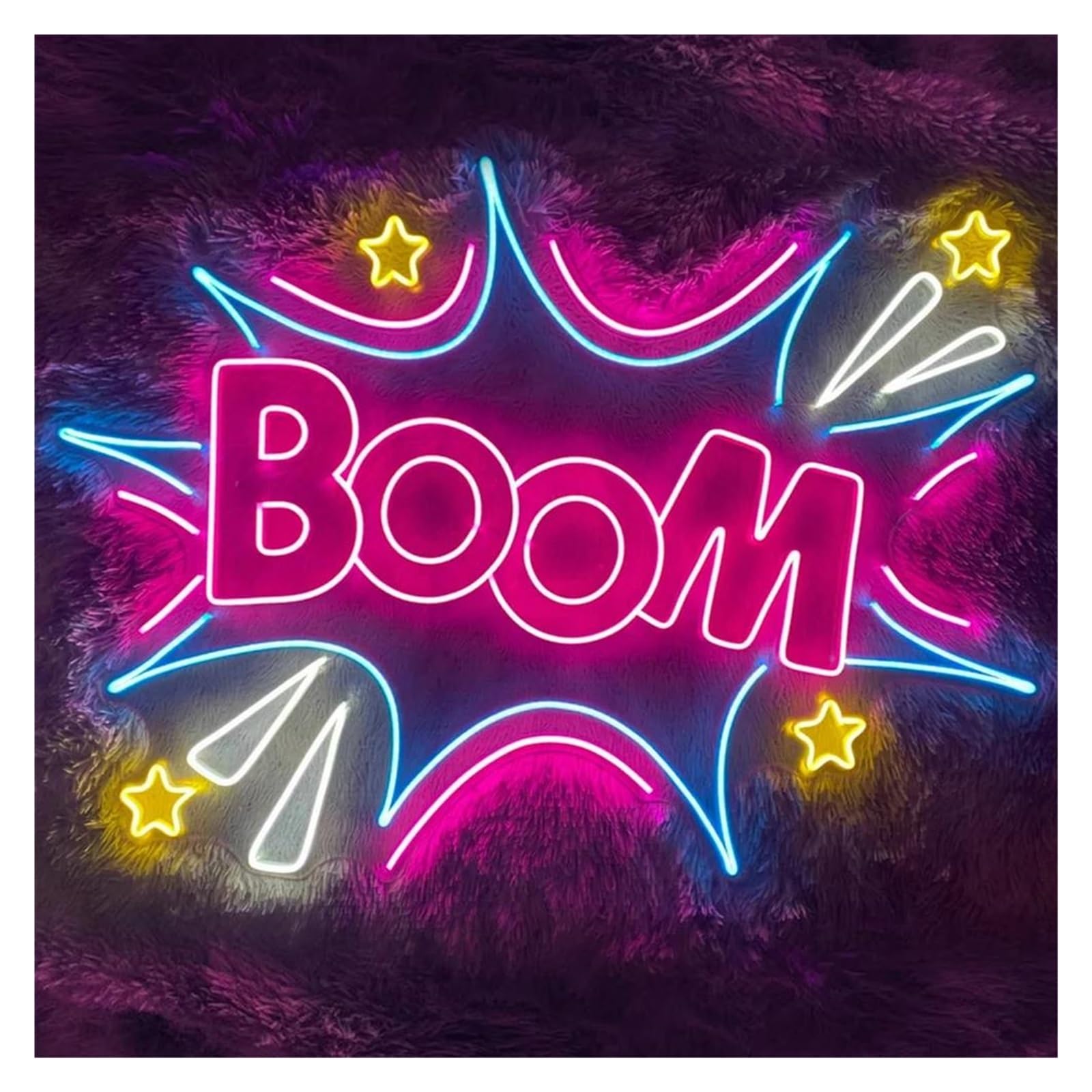 Lemst A Signs Lamp Usb Powered Boom! Neon Sign Djustable Brightness Bubbles Boom! Personalized Neon Sign For Bar Club Wall Rt Decor(,40Cm)