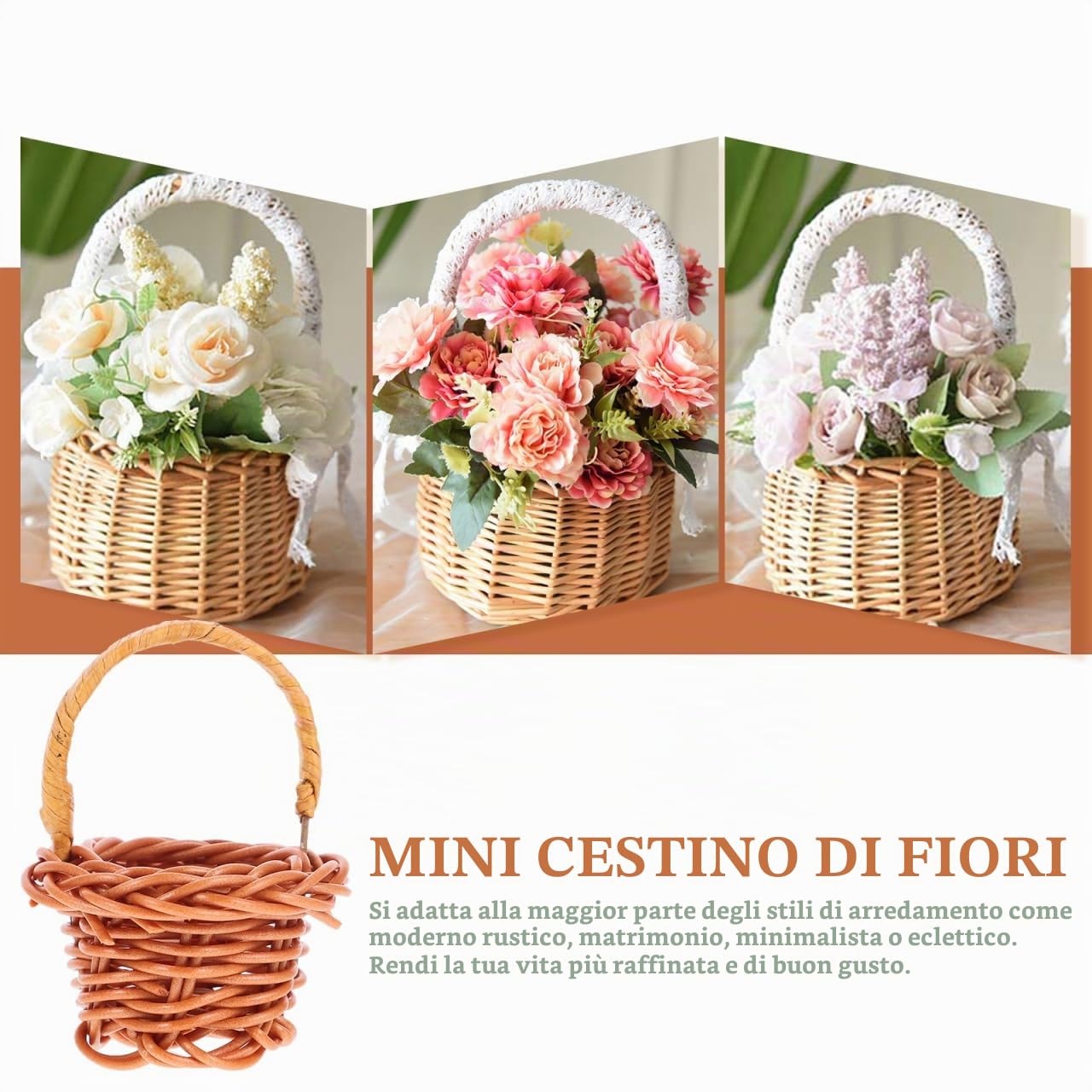 DOITOOL Mini cestini vimini, 30 Pezzi Cestini in Vimini con Manico Per Bomboniere Decorazioni Artigianali (6.5 X 3.5 x 3.5 cm).