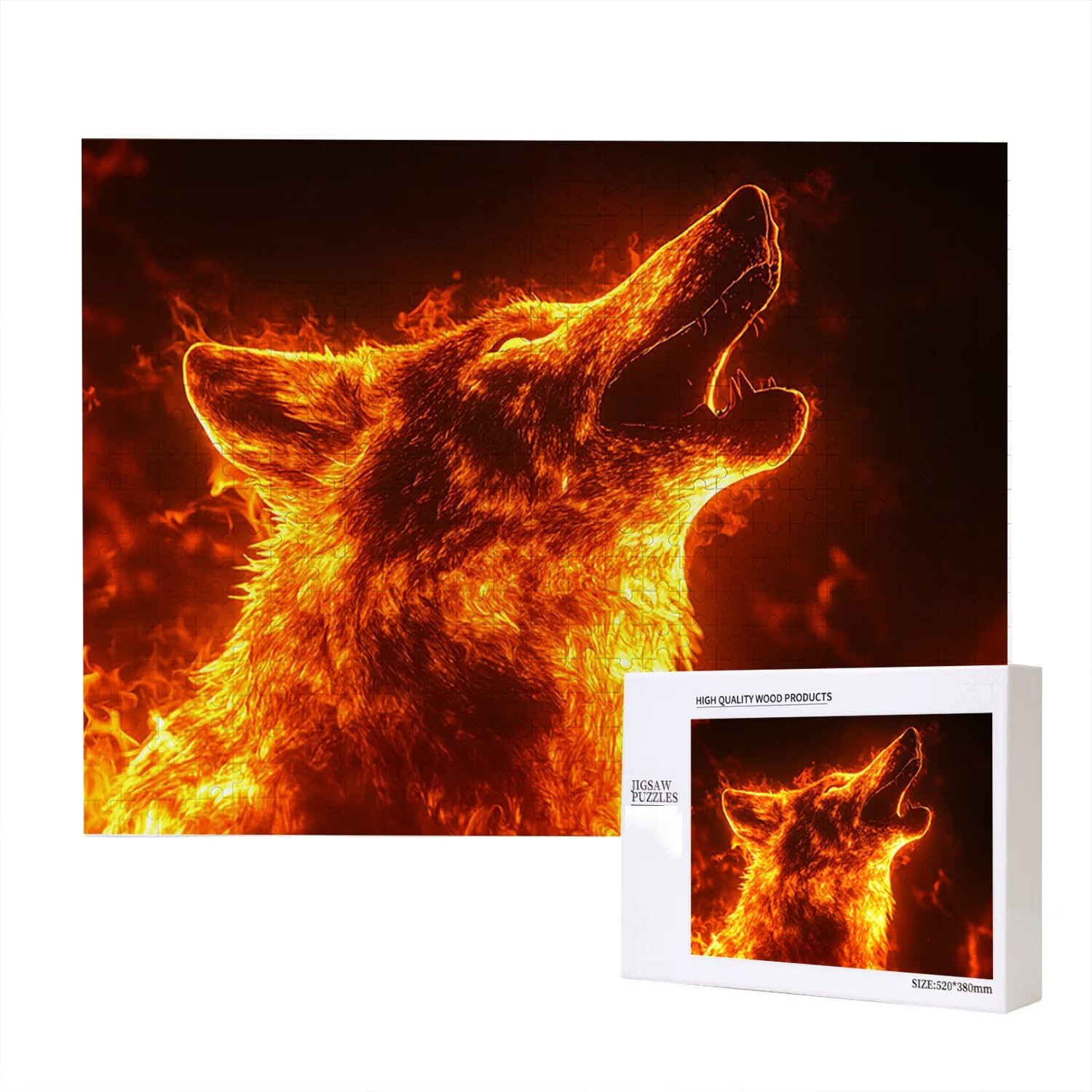 Jigsaw Puzzle, 5000 Pezzi Puzzle Classici, Lupo Di Fuoco Puzzle Rilassamento Intelligence, Mpossibile Difficile Puzzle Impegnativo per Adulti Puzzle Gioco Familiare, Regalo per Amore Amico fr0-961