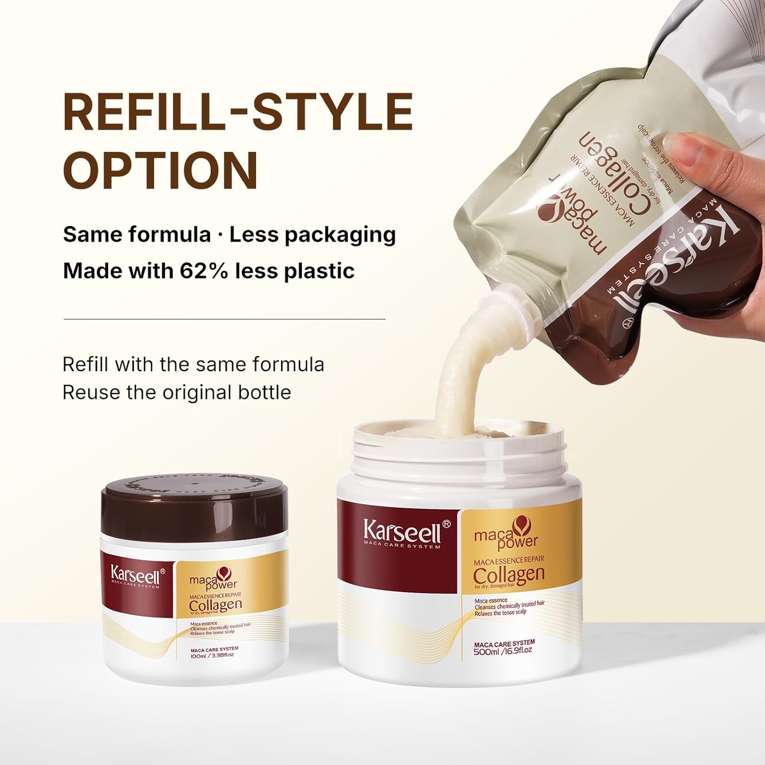 Collagen Hair Treatment Deep Repair Conditioner Argan Oil Keratin Hair Treatment For Dry Damaged Curly Bleached & All Hair Types. 16.9 Oz 500ml