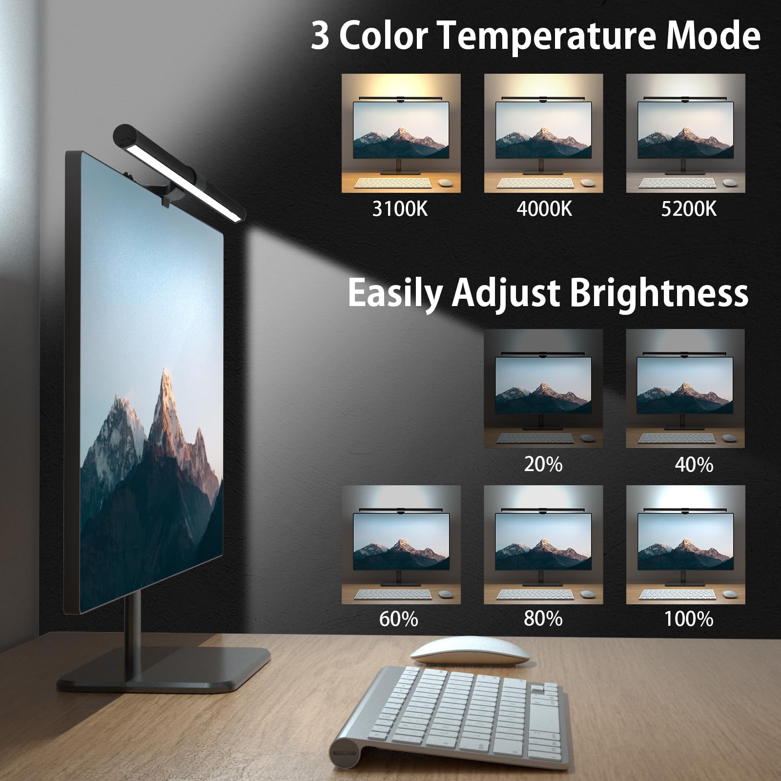 Computer Monitor Lamp 5V 1A Asymmetric Optical Touch Dimming Screen Monitor Light Bar With 7 Color Rgb For Curved Screen Hot I228790722 - View #9