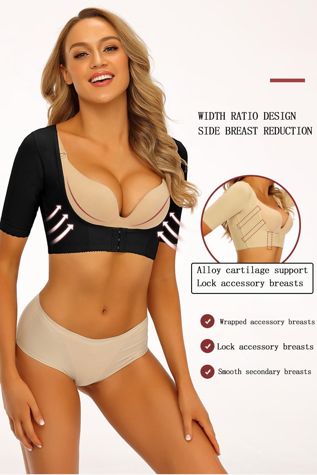 Corsetto Modellante per Il Corpo da Donna Modellante per Il Busto, Gilet Modellante per Il Petto con Supporto A Trazione Incrociata Elimina I Seni Laterali(Beige,XXL)
