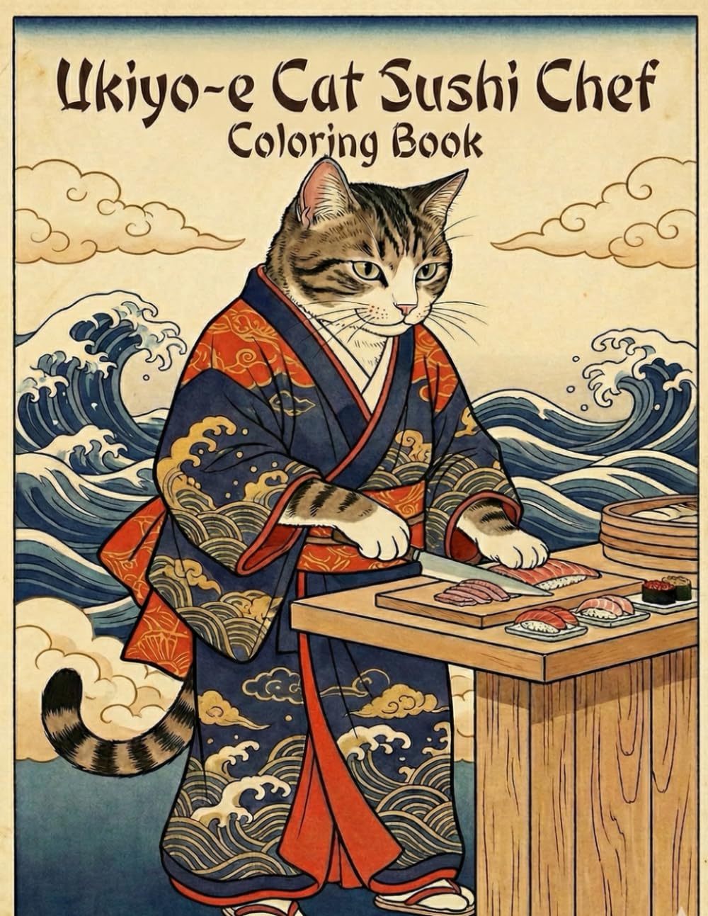 Ukiyo-e Ukiyo-e Cat × Sushi Chef Coloring Book for Adults: Traditional Japanese Art for Stress Relief and Relaxation: Japanese Art / Woodblock Print / ... / Mindfulness / Ukiyo-e Cat × Sushi Chef