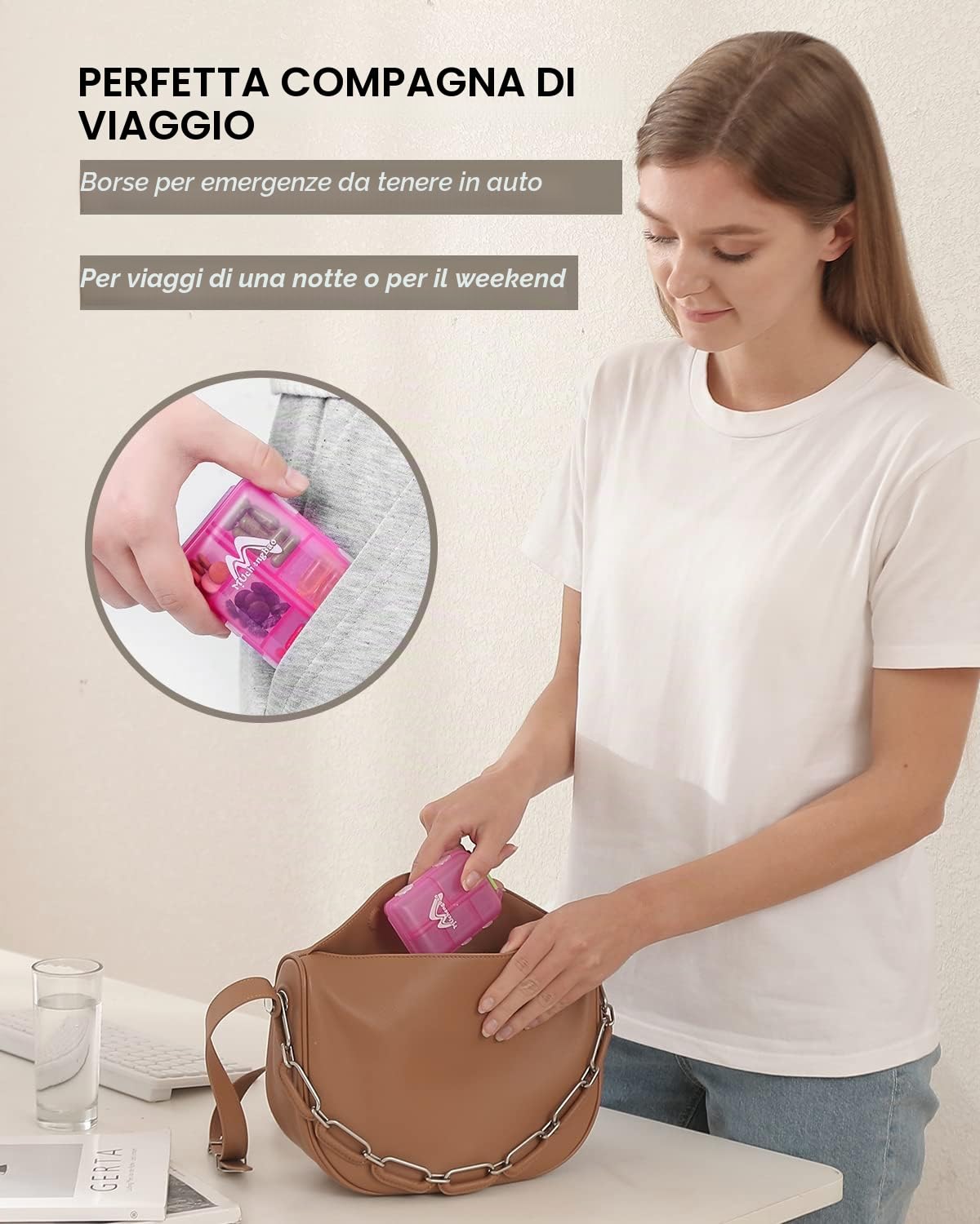 M MUchengbao 4PS organizzatore di pillole da viaggio, 10 scomparti portatile, scatola pieghevole per farmaci quotidiani