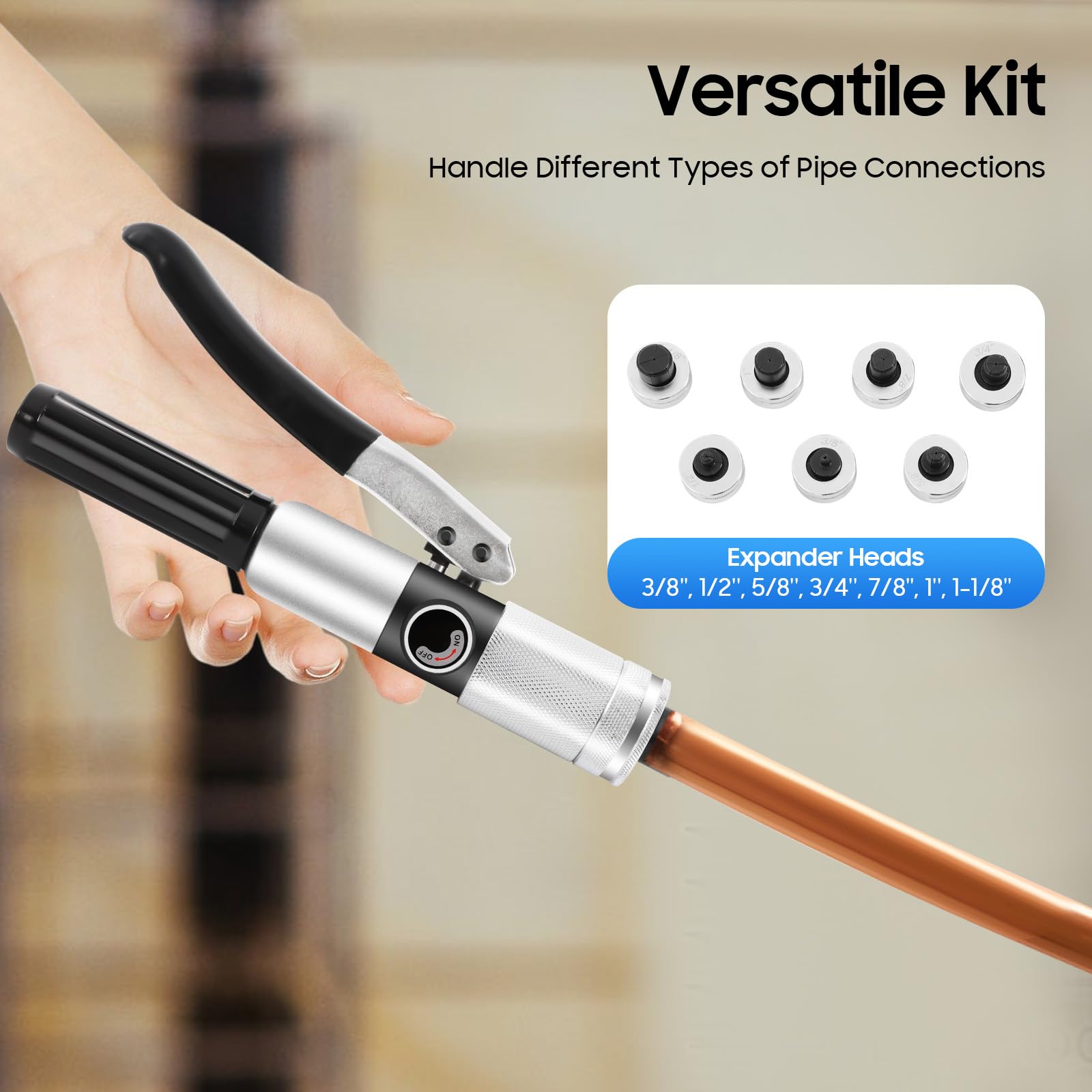 Expansor de Tubo hidráulico, Kit de Herramientas de abocardado hidráulico de 3/8" - 1-1/8" Apto para Tubos de Cobre Expansor de Tubo de Cobre para Tubos de Cobre Expansor de Tubo de Cobre