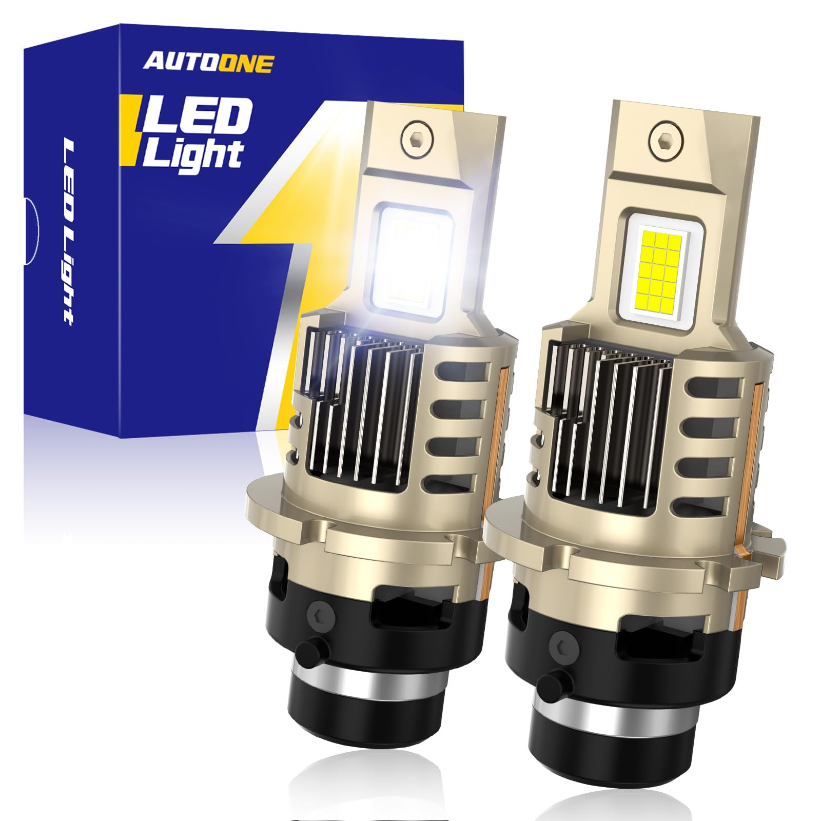 AUTOONE Latest D2S Led Bulbs, 1400% Brightness, 70000LM 6000K Cool White, D2R Bulbs Replacement for Cars, Plug and Play (Pack of 2)