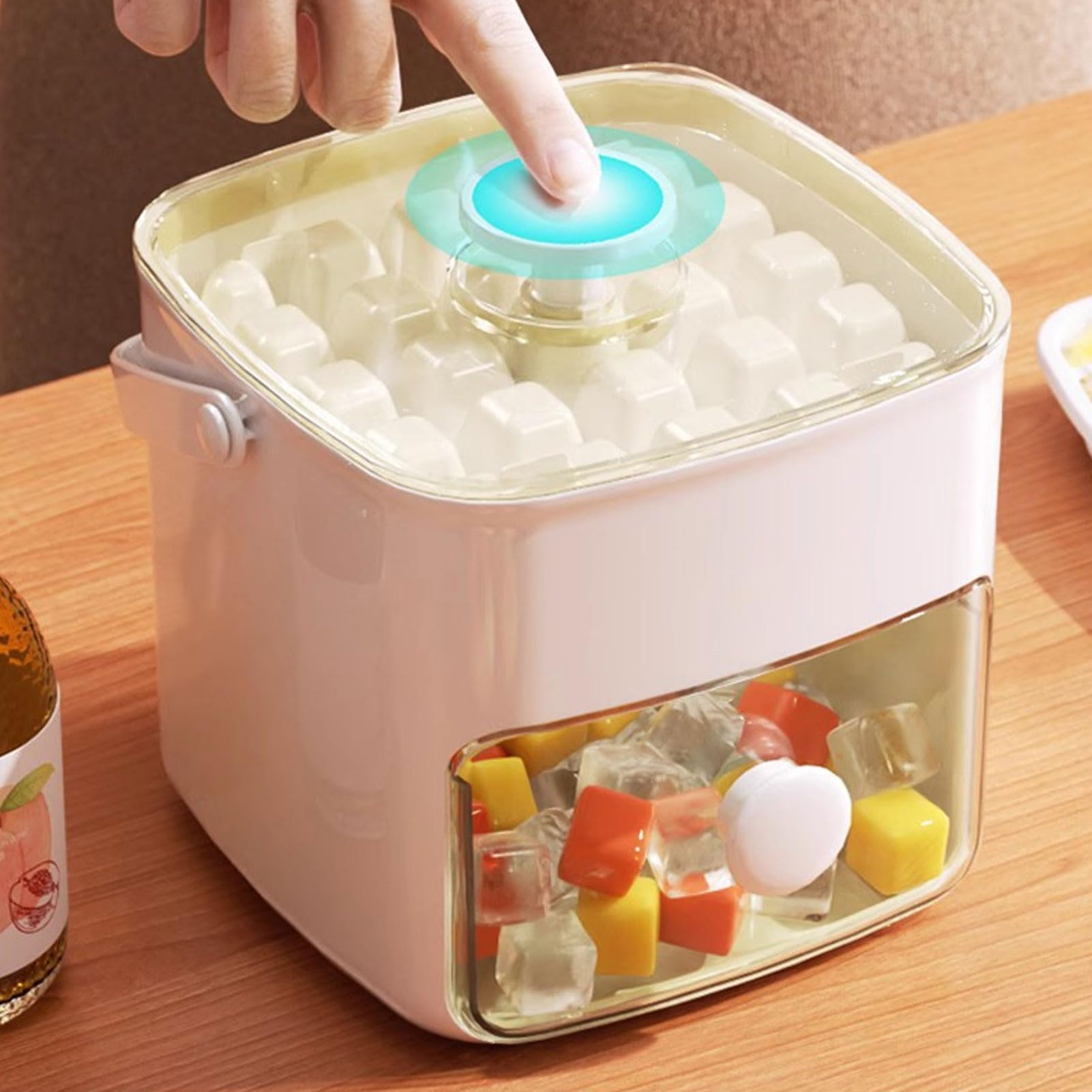 Cubo di Ghiaccio Maker Ice Set di Vassoio con 2 Vassoi e Contenitore per 120 Cubi di Rilascio Facile Design di Grado di Grado Alimentare Materiale PP Silicone Gestisce il (bianco latte)