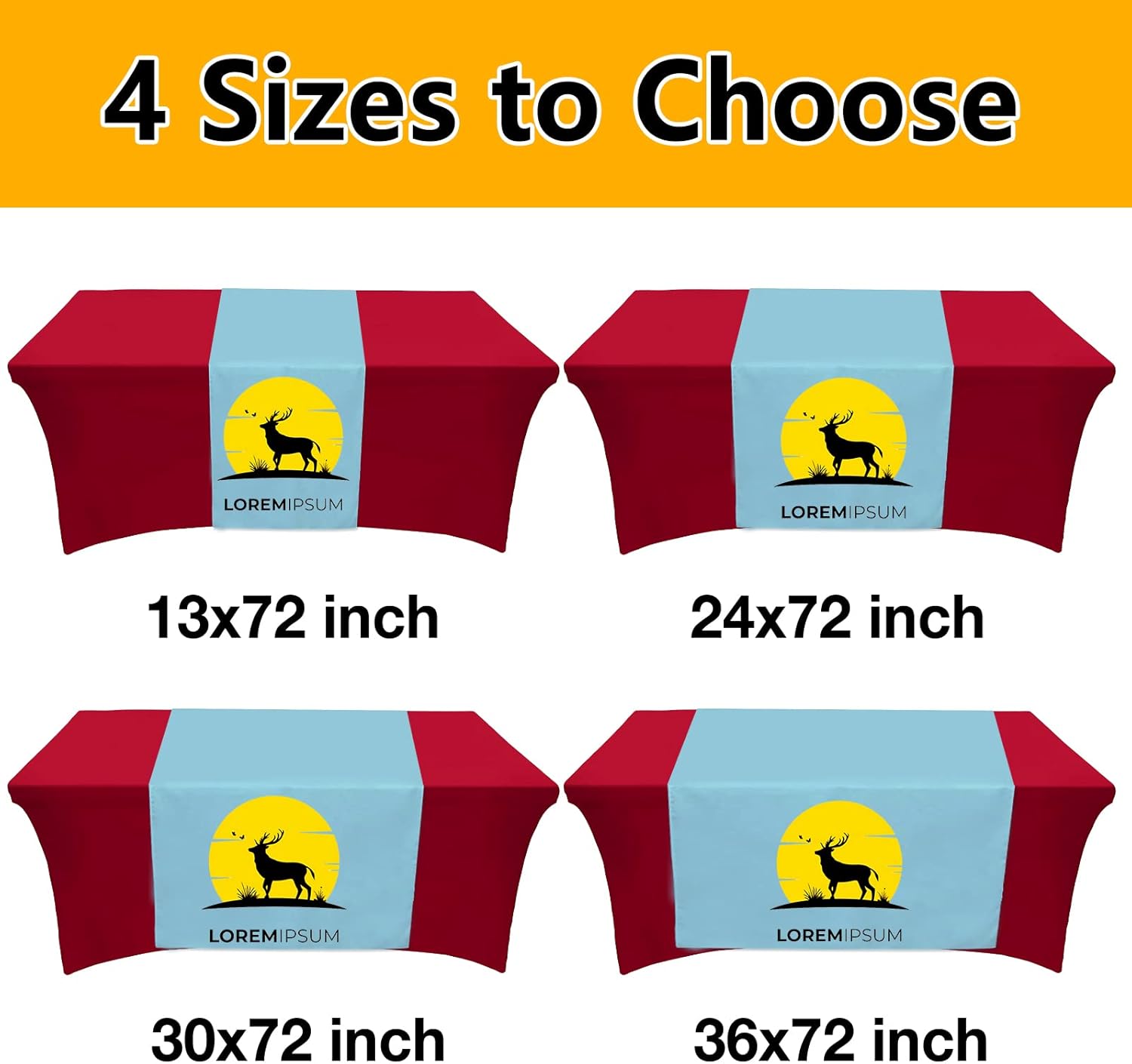 Custom Table Runner with Business Logo Personalized Customized Burlap Tablecloth Runner Printed Name Design Text for Party Birthday Wedding Decorations 36x72 Inch