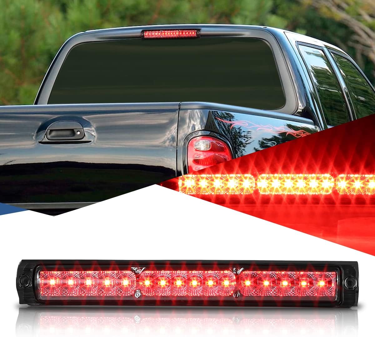 Auto Dynasty Full LED 3rd Third Tail Brake Light High Mount Stop Lamp Compatible with 1997-2003 Ford F-150/1997-1999 F-250/2004 Heritage