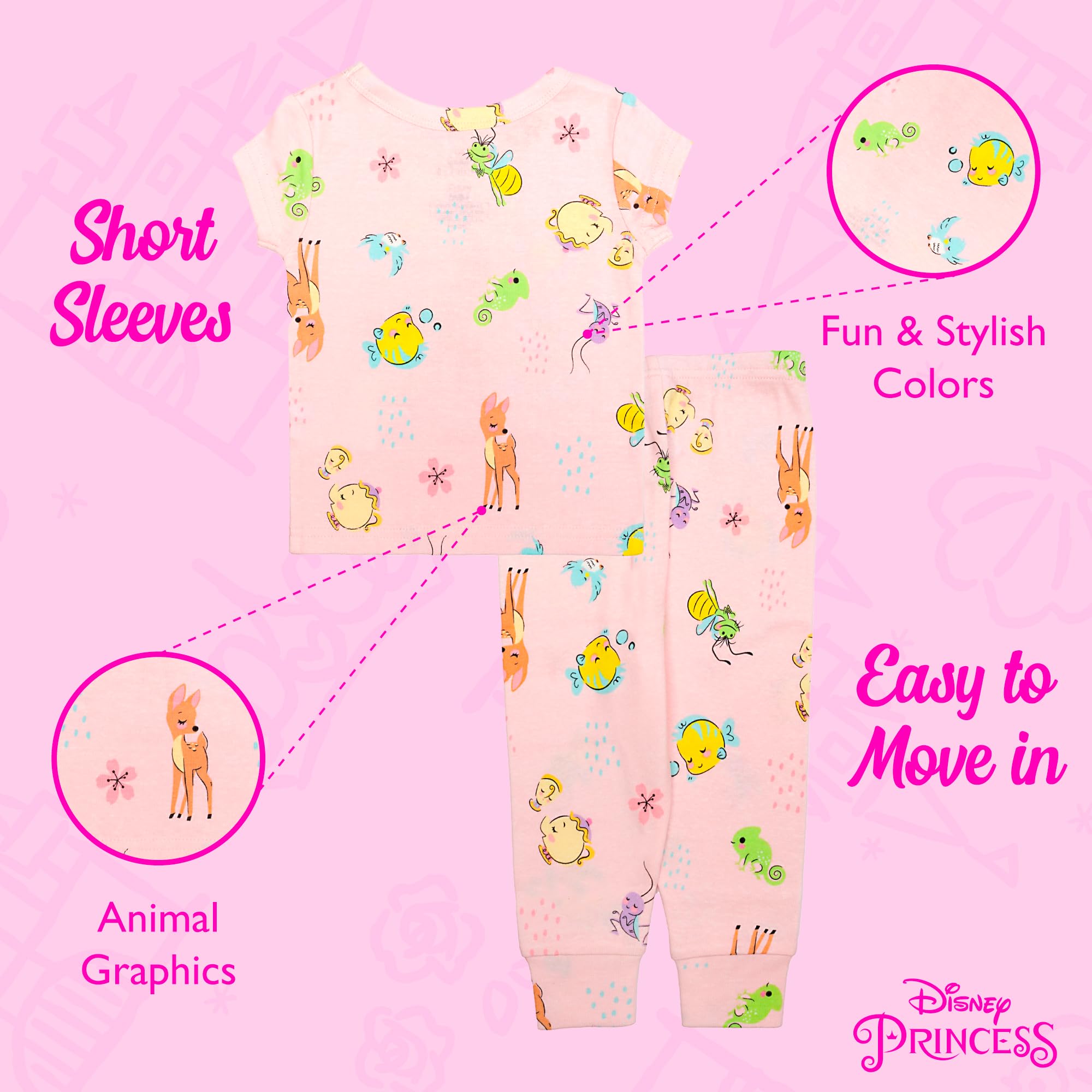Disney 2 pezzi Snug-fit Cotton Pajama Set, Soft & Cute for Kids Pigiama Ragazza