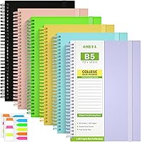 Vista 1 de Spiral Notebook, 6 Pack Notebooks College Ruled with Pockets, B5 Lined Spiral Journal Notebook, 480 Perforated Pages 100gsm Thick Paper, Cute