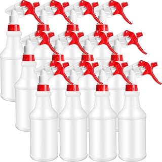 Eccliy 12-Pack 16oz Leakproof Spray Bottles - Adjustable Nozzle Reusable Plastic Sprayers for Cleaning, Plants, Kitchen & Garden