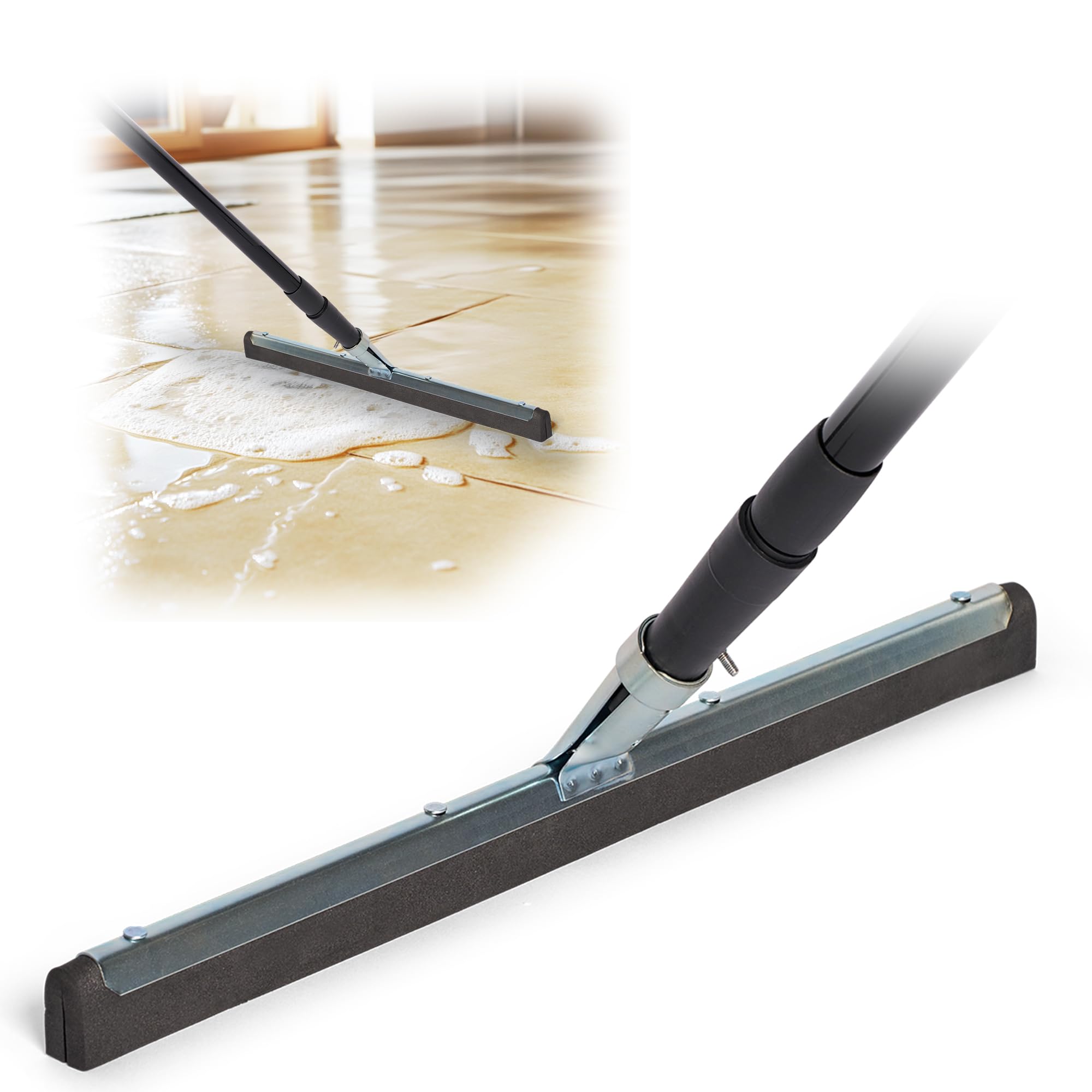 Balai Tyroler Extérieur Terrasse|Tête De 30cm 100% Silicone|4 Parties De 140cm De Long|Idéal Pour Toutes Les Surfaces - Au Quotidien Raclette Sol