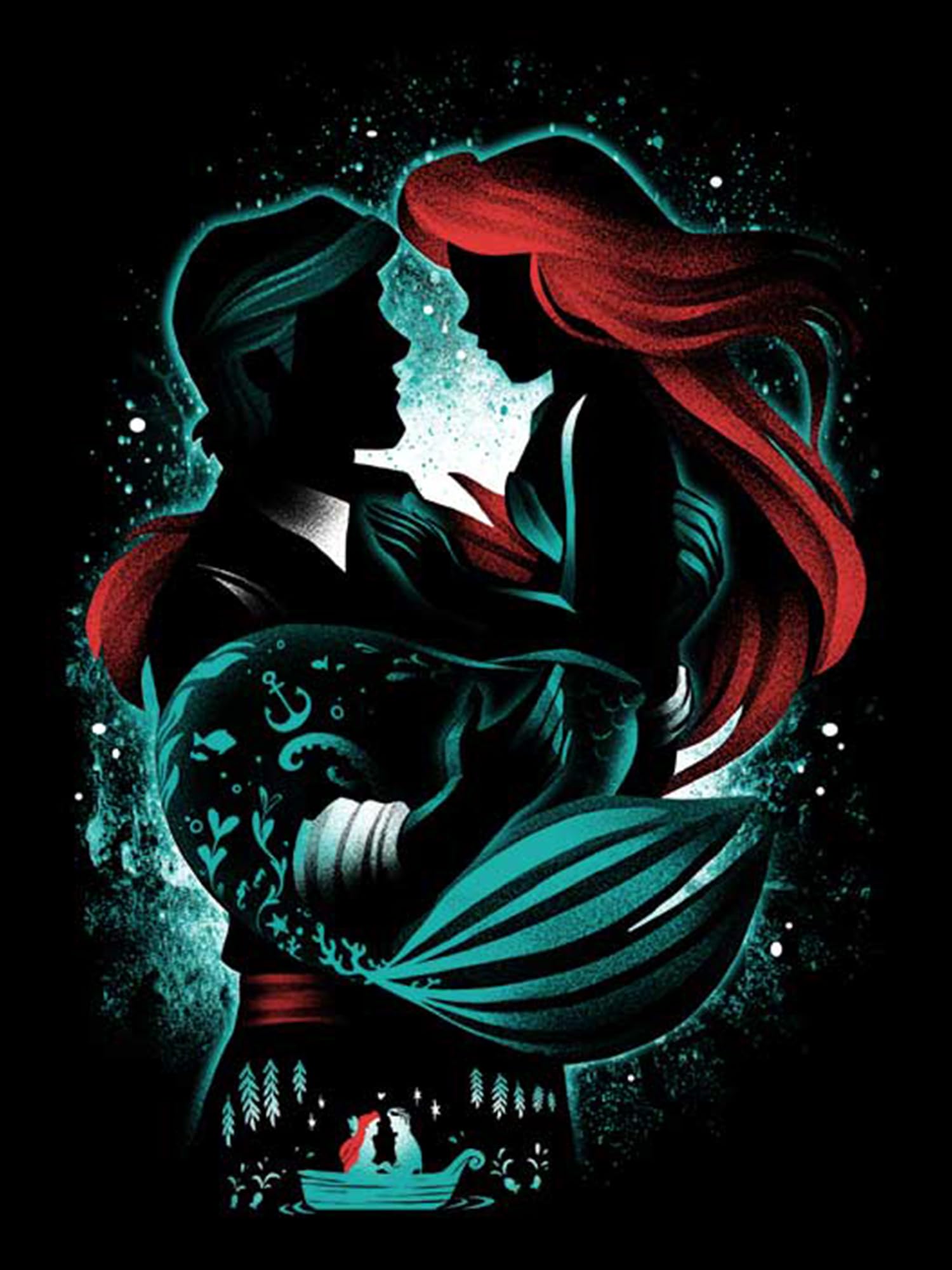Huanny He016 Diy Diamond Painting Ariel Diamond Art Prince Eric, 5D Full Drill Cross Stitch Embroidery Kit, Funny