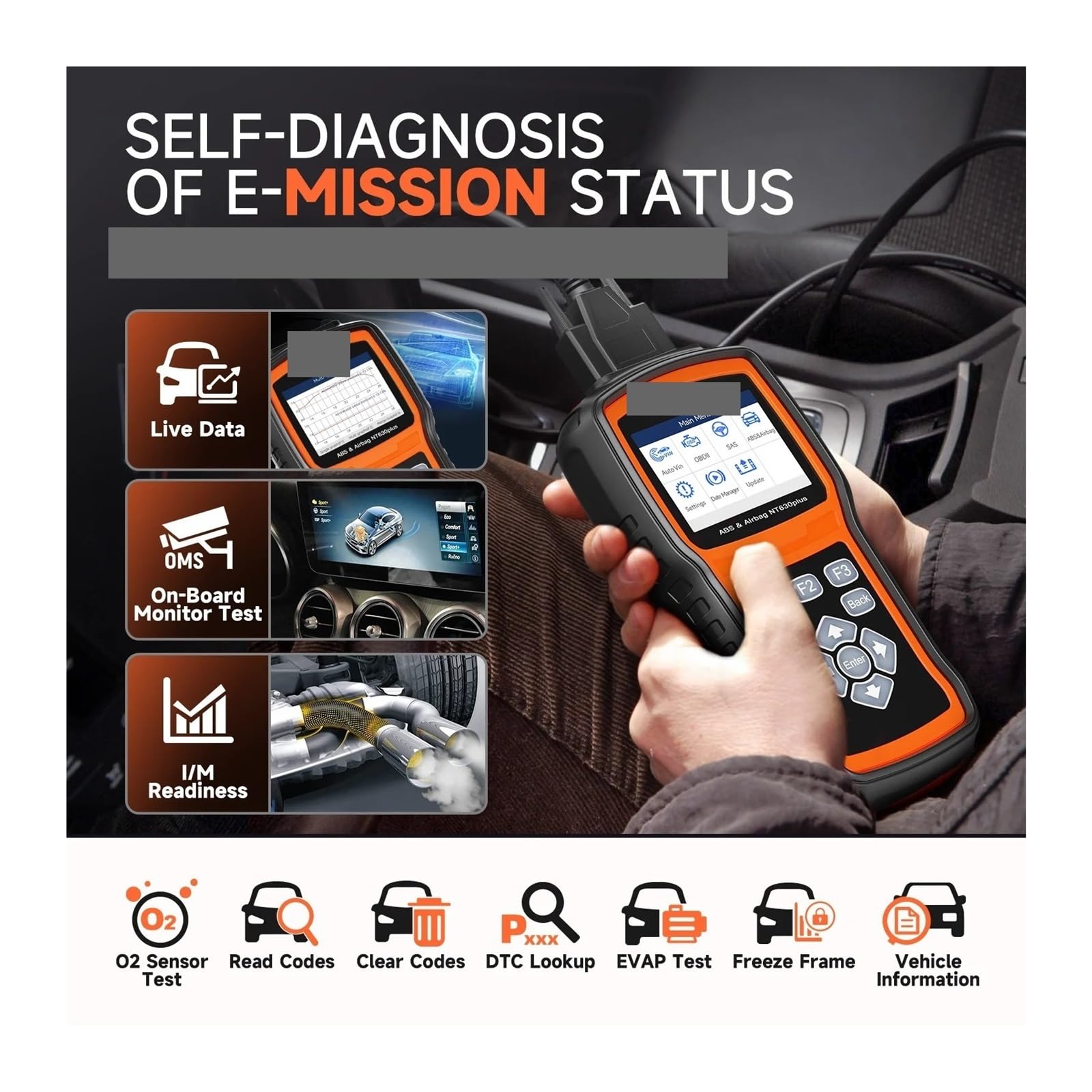 Skaner do Samochodu, Skaner samochodowy OBD2 Czytnik kodów OBD ABS Poduszka powietrzna SRS Reset danych o zderzeniu Auto Car Diagnostic Scanner Narzędzia