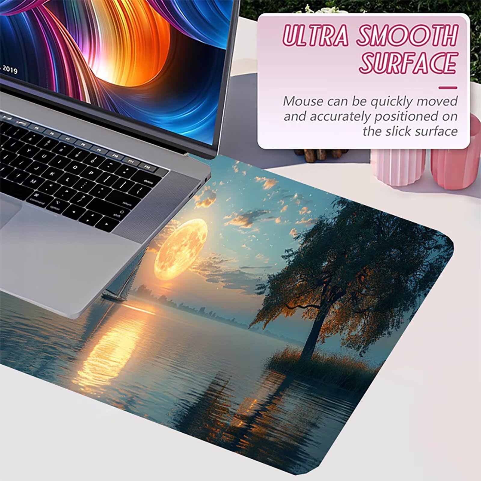 Tappetino Mouse XXL 1500 x 800 mm, Tappetino Mouse Luna, Gaming Mousepad Migliorare la Velocità e la Precisione, Mouse Pad con Base in Gomma Antiscivolo, Ufficio Accessori Gaming, Grigio C-1184