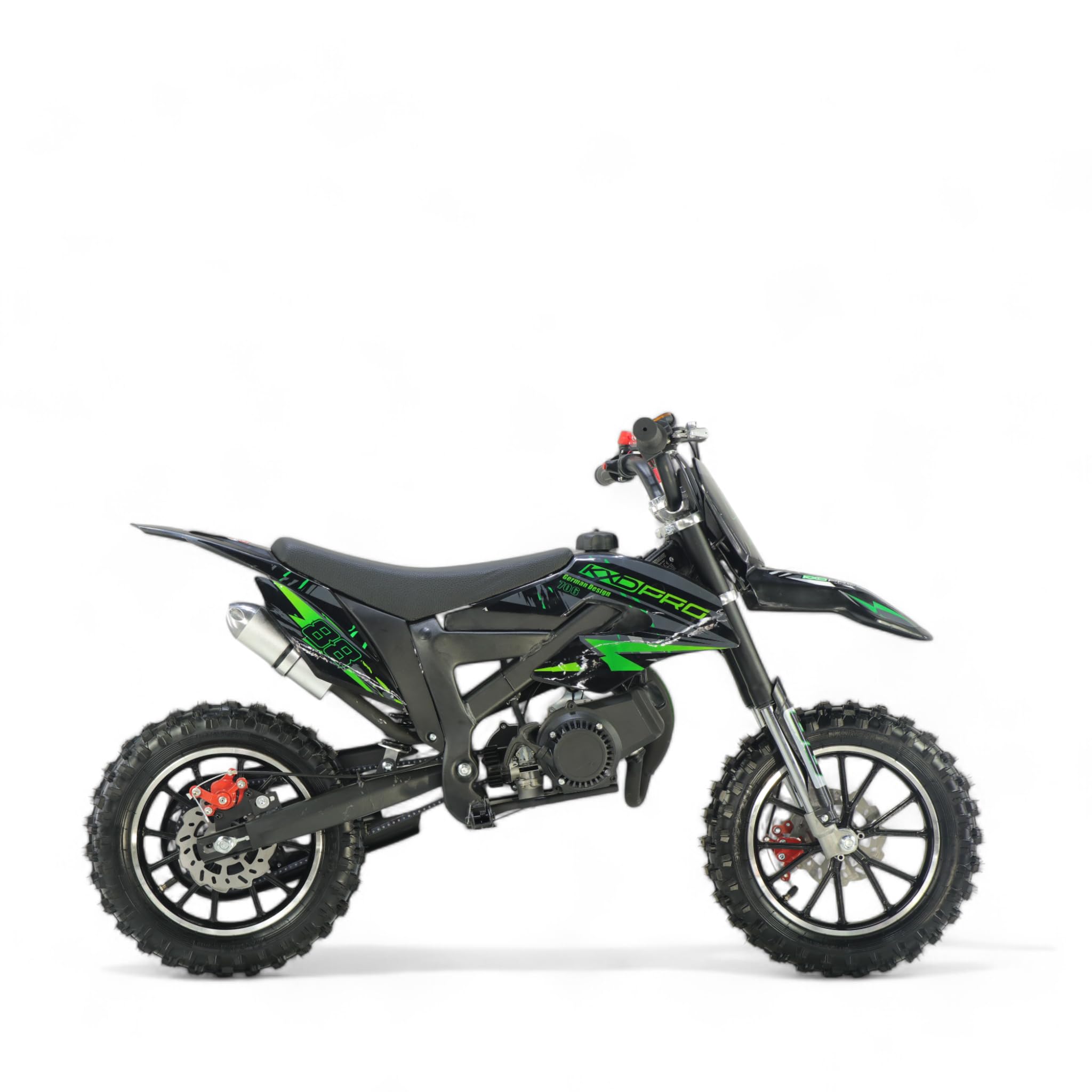 KXD 706/708 Blitzer 49cc Bambino 2 Tempi 45km/h Dirt Bike CrossBike Pitbike Pocket Kids Cross Motor Bike Moto Veicolo bambini (verde, KXD 706A 49ccm 2T)