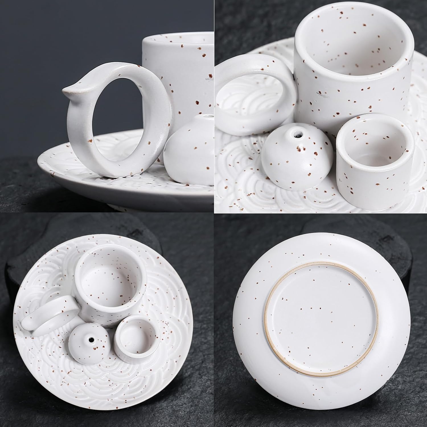 4 in 1 Ceramic Incense Burner Holder with Handle for Burning Sage, Palo Santo Stick, Joss Sticks, Candle in Your New House, Office, Yoga, Meditation Room (White) image 5
