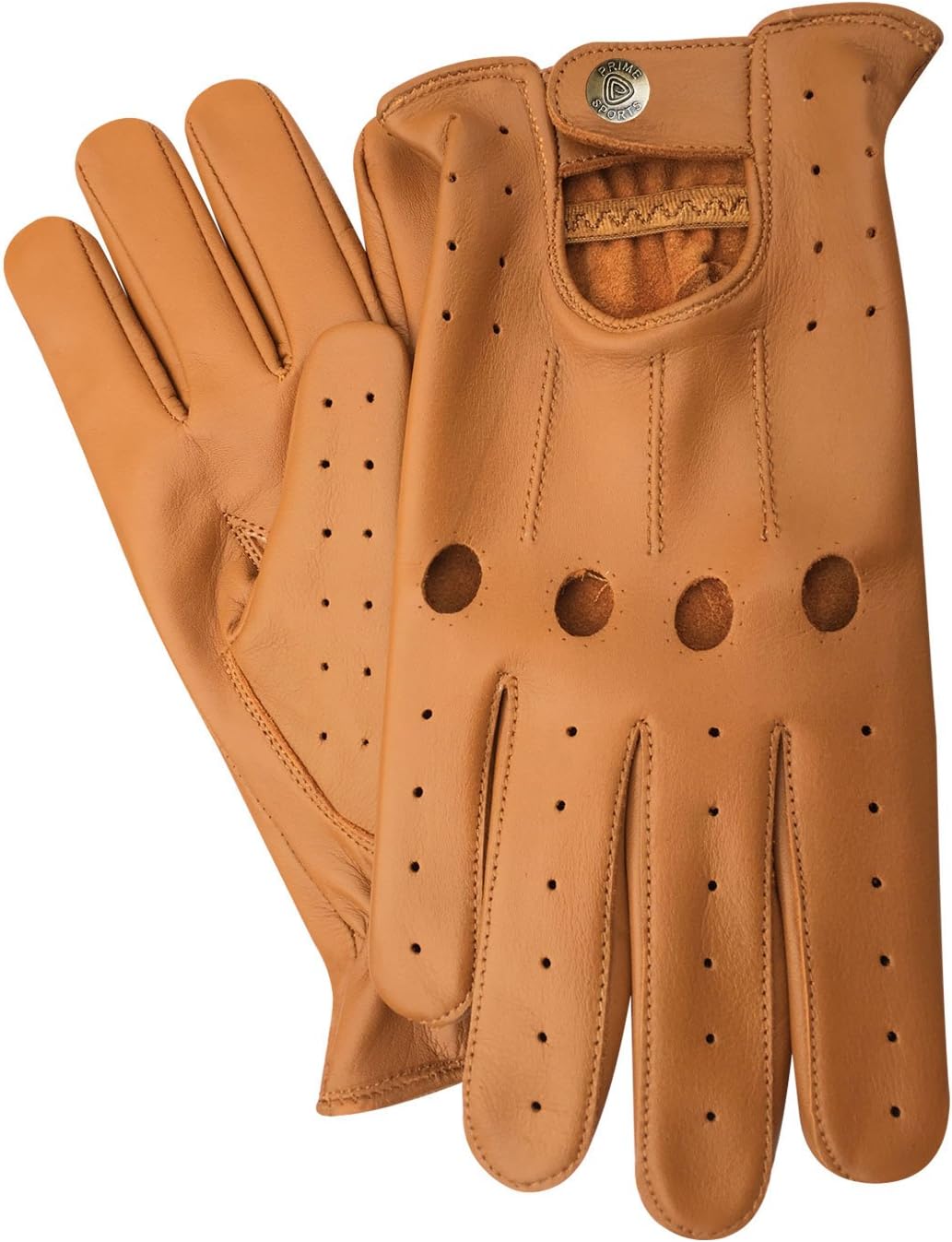 Prime Sports Top Quality Real Soft Leather Mens Without Linning Driving Gloves Retro Glove in Black, White, Red, Yellow, Tan, Brown and Burgendy Colors (Tan, MEDIUM)