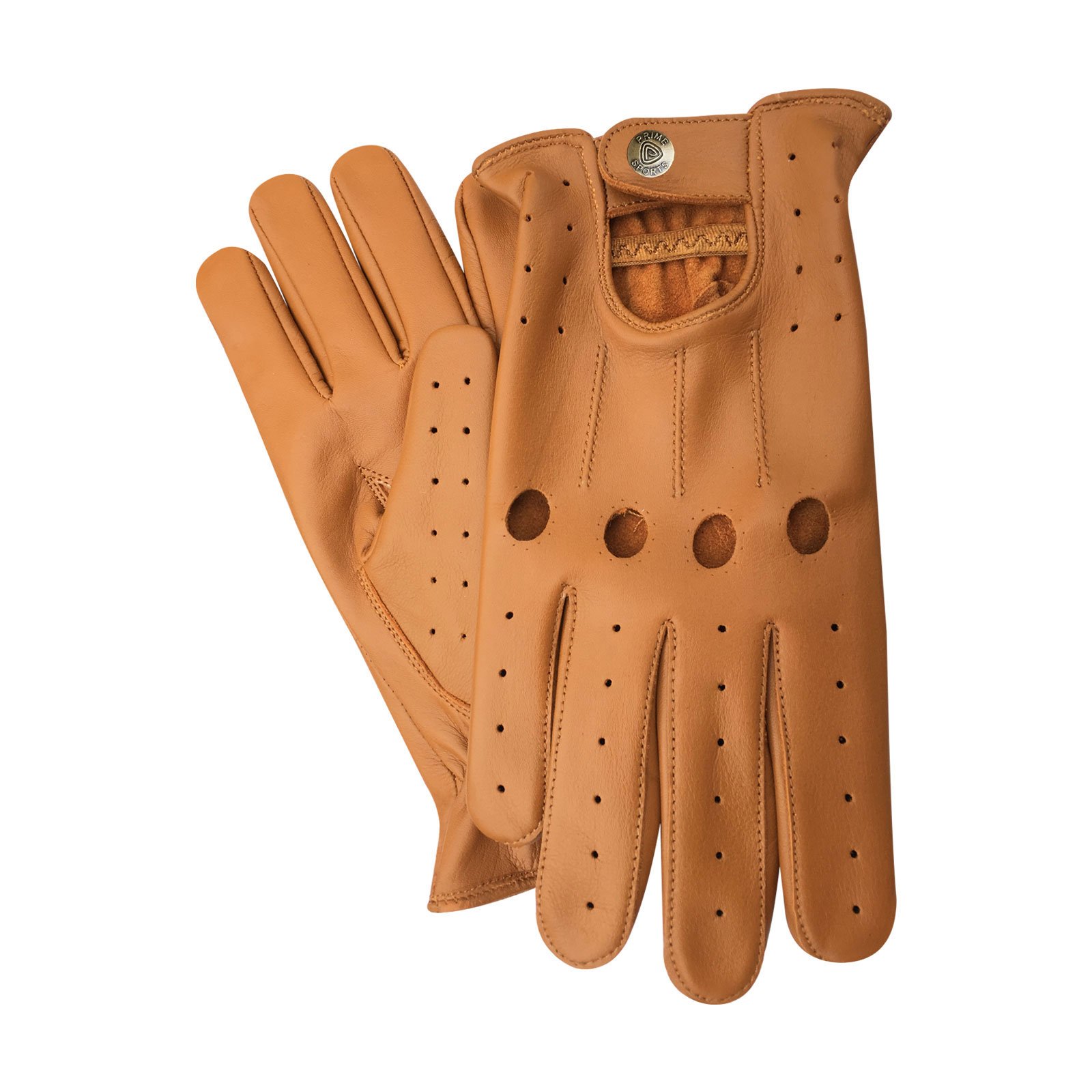 Prime Sports Top Quality Real Soft Leather Mens Without Linning Driving Gloves Retro Glove in Black, White, Red, Yellow, Tan, Brown and Burgendy Colors (Tan, MEDIUM)