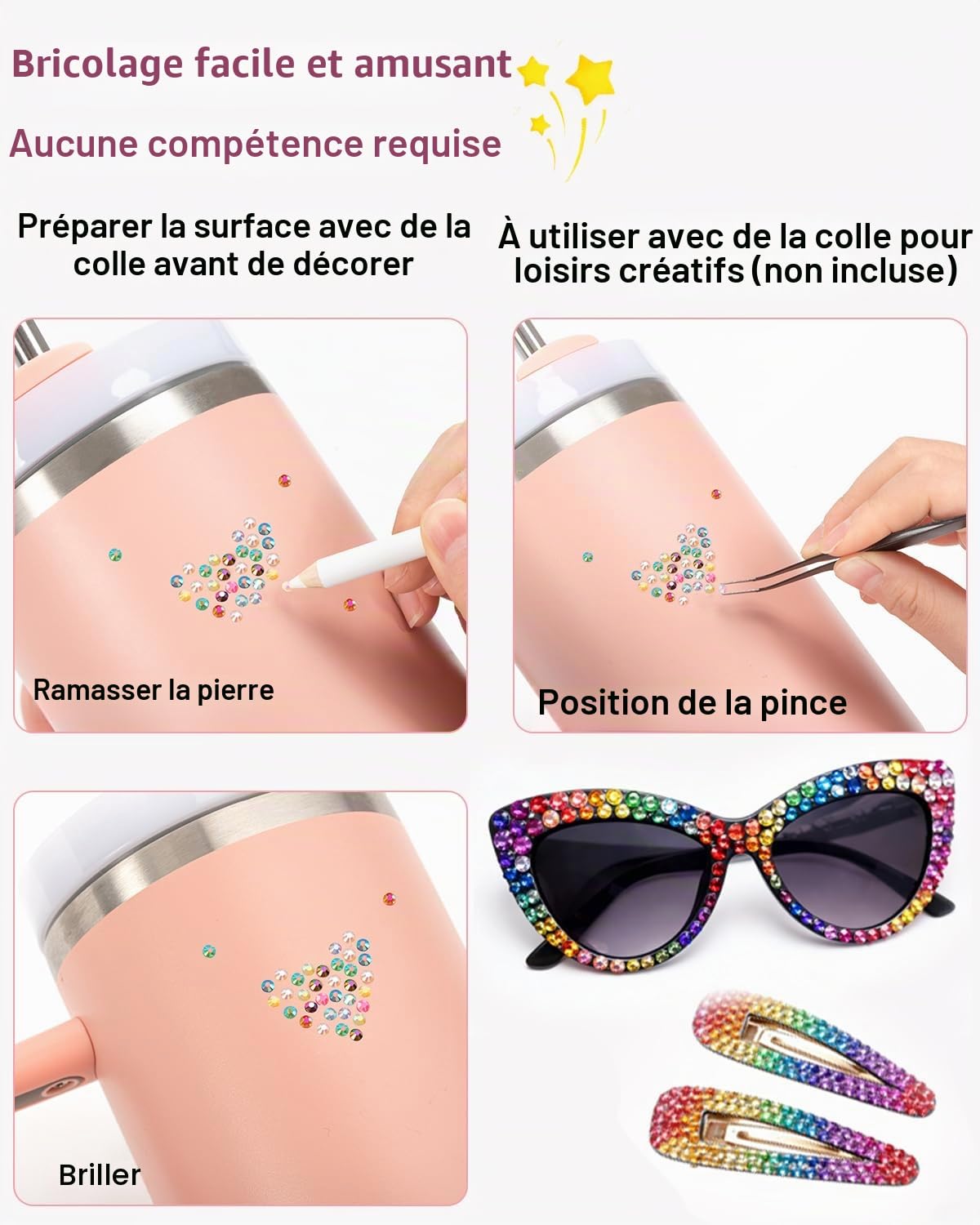 Vinuwu 24 Couleurs Strass, 30000+Pcs 3mm Flatback Bedazzling Kit avec Pince et Stylo, AB Strass a Coller DIY pour Ongles Deco Nail Art Vêtements Chaussures (Colle requise, non incluse)