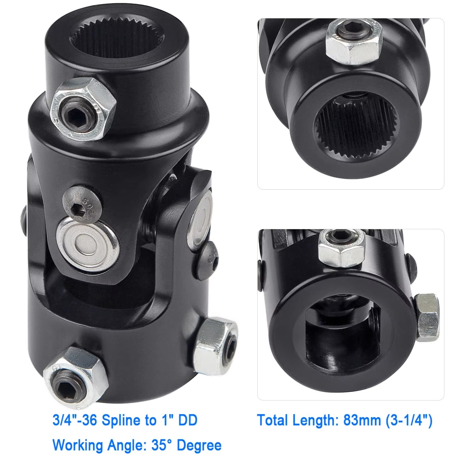 ALBERO TRASMISSIONE CARDANICO 3/4" DD X 3/4"-36 Albero Giunto A U Singolo Dello Sterzo Universale Lunghezza Totale 83 Mm (3-1/4") Accessori Auto