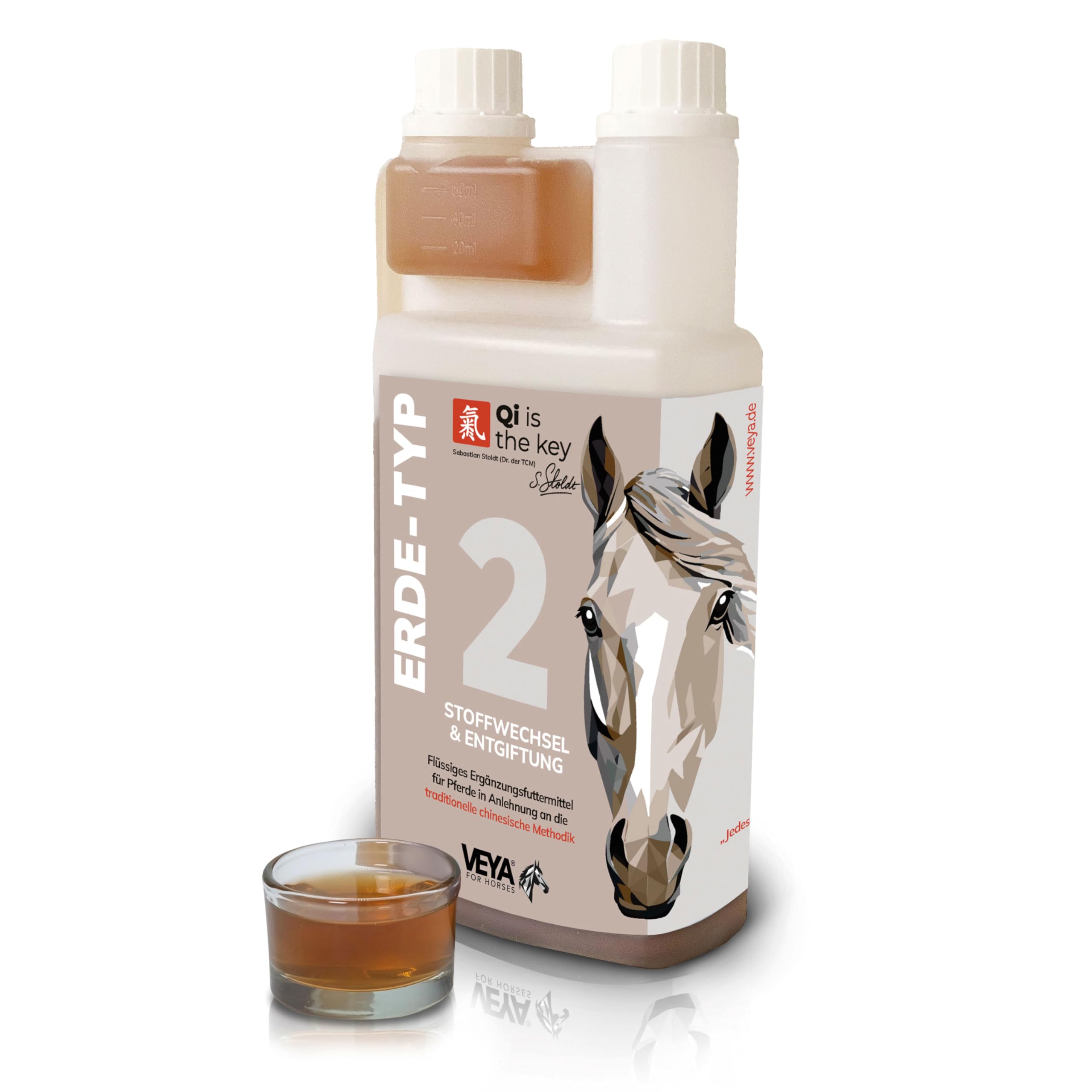 VEYA® by STRÖH Erde-TYP 2 Stoffwechsel & Entgiftung Liquid Pferde (1L) • Stoffwechsel Kräutersaft für Leber & Nieren • Mit Mariendistel & Artischocke • Für Erde-Typ Pferd • Made in Germany