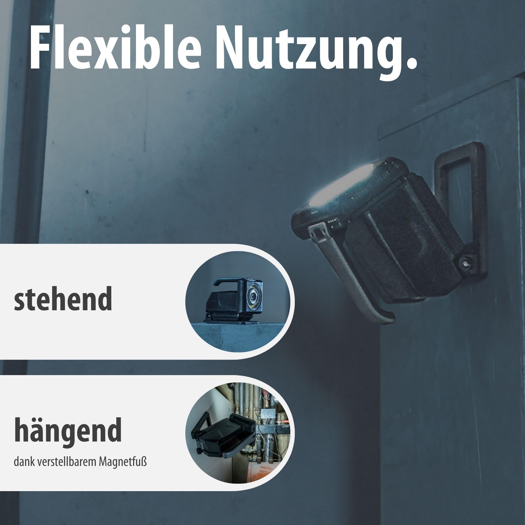 Brennenstuhl Professional Multi Battery LED Akku Handscheinwerfer HL 3000 | Arbeitsleuchte 1040 + 2160lm, 20W, IP54, kompatibel mit 18V Akkus 10 verschiedener Hersteller, Engineered in Germany