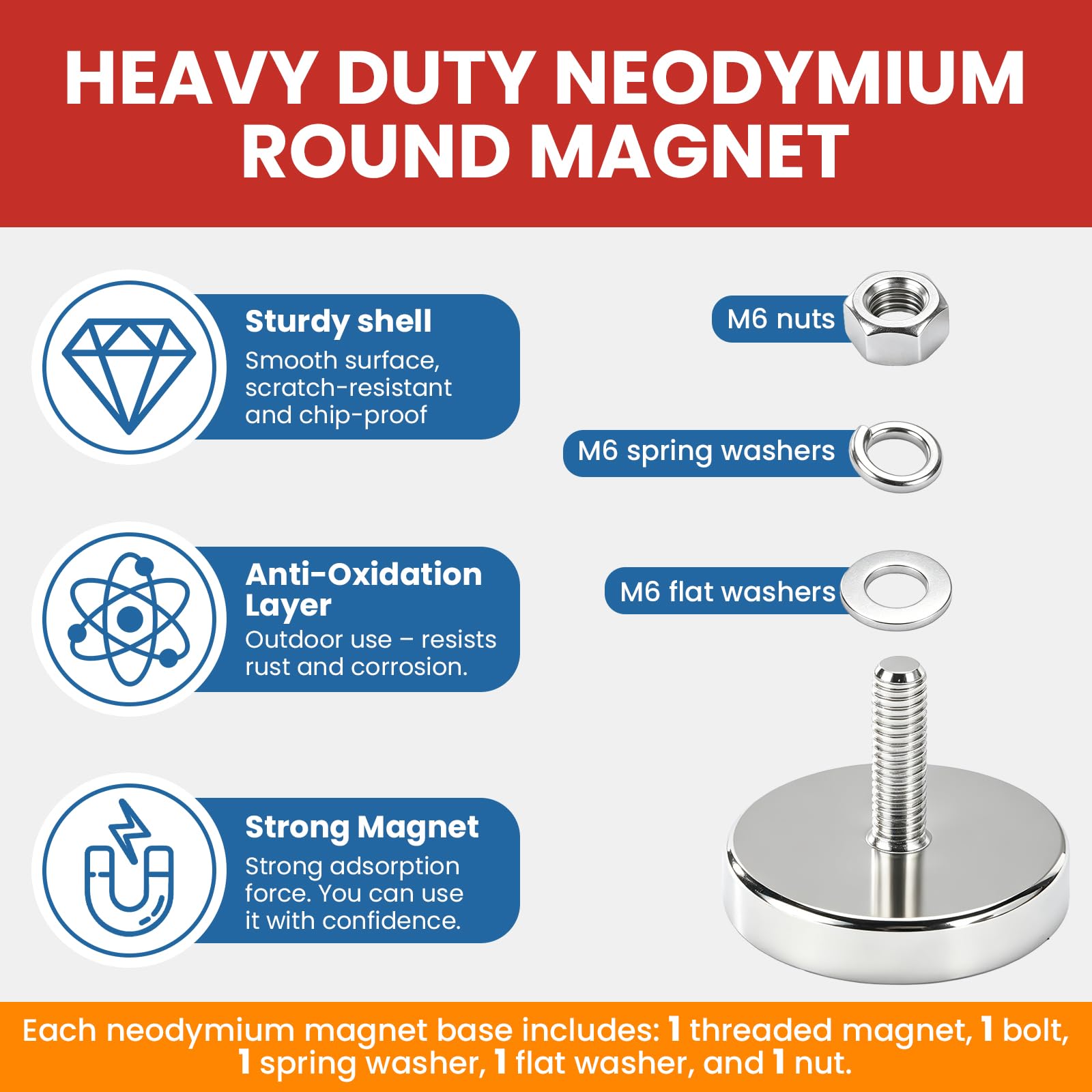 E BAVITE Neodymium Round Base Mounting Magnet 150LBS, 12 Pack — Amazon image 3