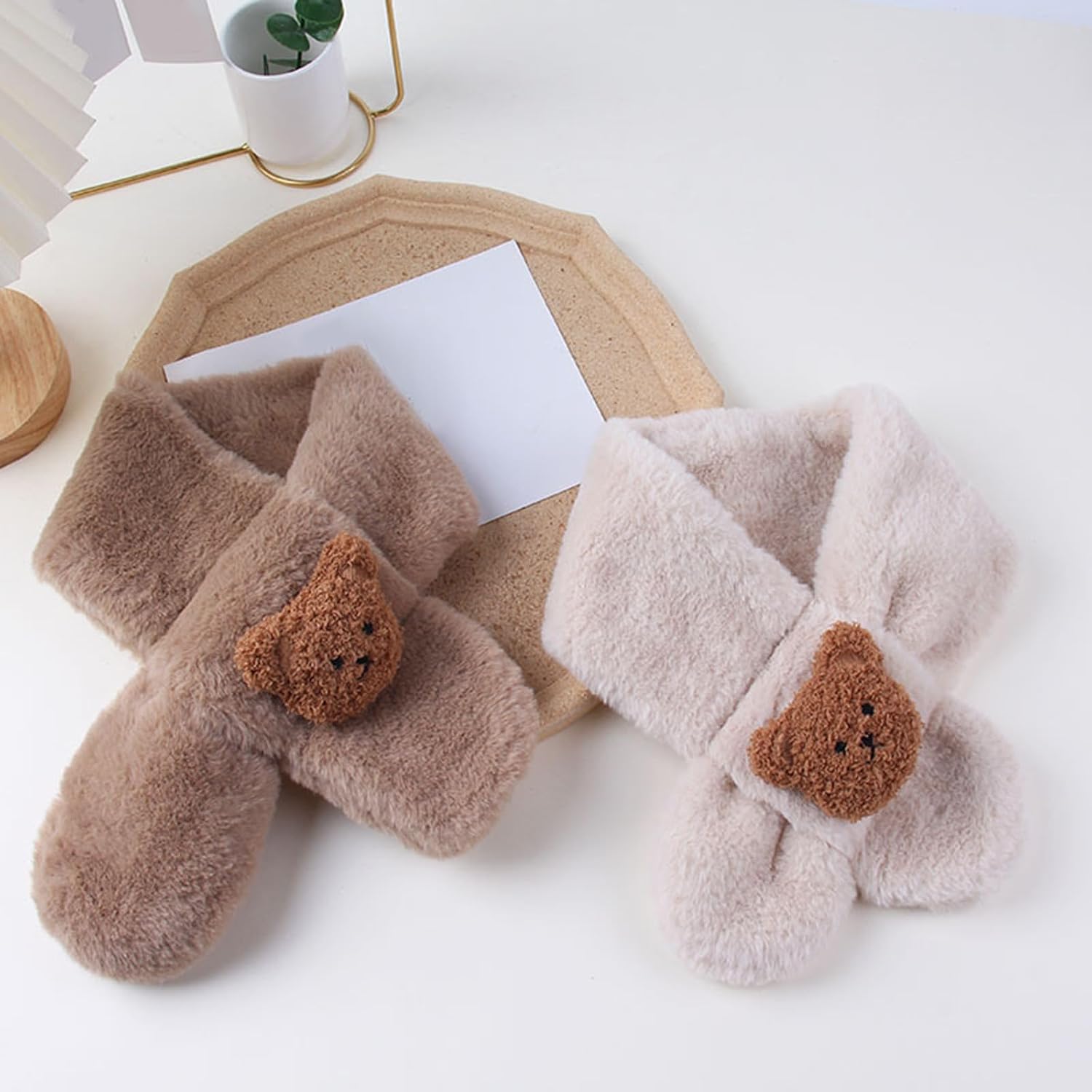 Warm Children's Scarf Cartoon Bear Pattern Long Muffler Windproof Neckerchief Casual Neck Warmer For Outdoor Activities Kids
