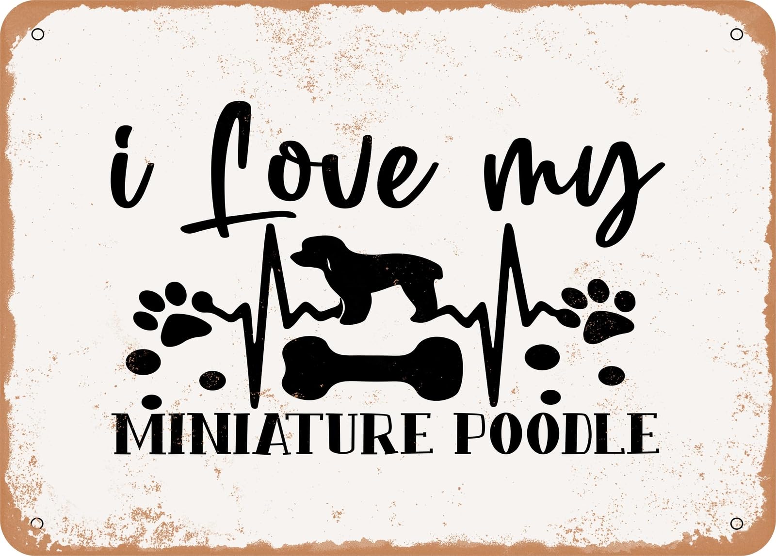 Metal Sign - I Love My Miniature Poodle - Vintage Look Sign home decor