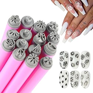 WOKOTO 15Pcs Nail Art Stamp Pen Set Flower Butterfly Rose Nail Stamper Pen Nail Art Transfer Pen Design Tools Nail Stamping Pens Kit Nail Art Tool With Different Patterns Nail Art Tools For Women